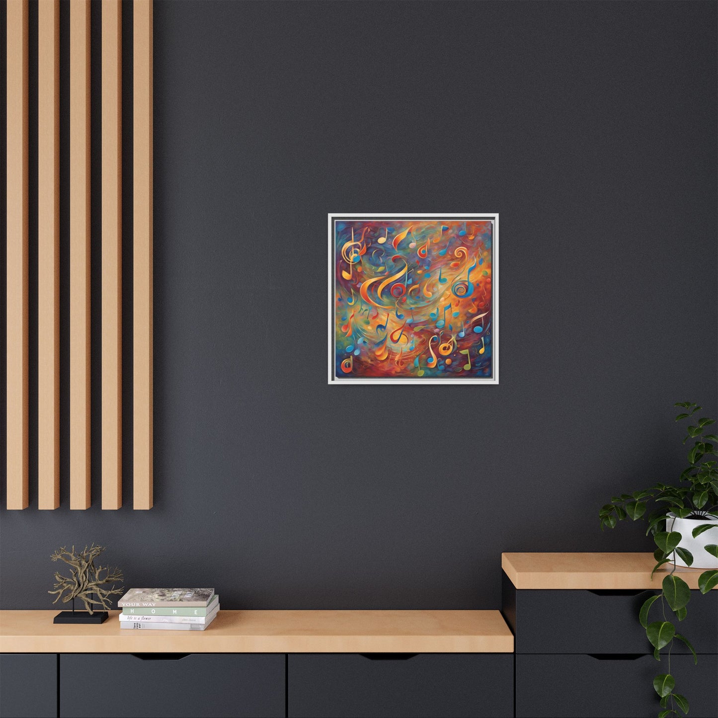 Modern Music-Themed Print Abstract Design Unique Framed Canvas Print Treble Clef Note Wall Art Music Lover Gift Decor 3 frame colors