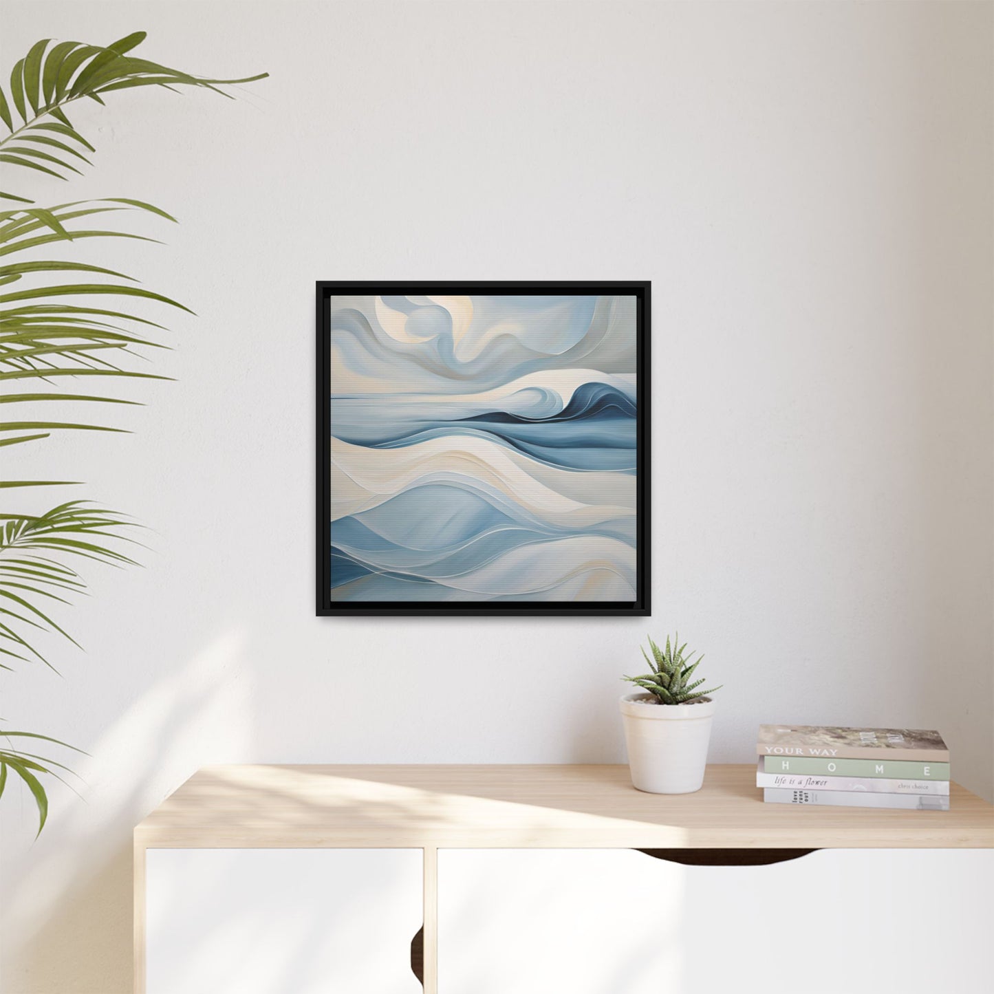 Modern Abstract Wave Design Unique Framed Canvas Wall Art Ocean Beach Gift Nature Lover Gift Underwater Sea Lover Gift 3 frame colors