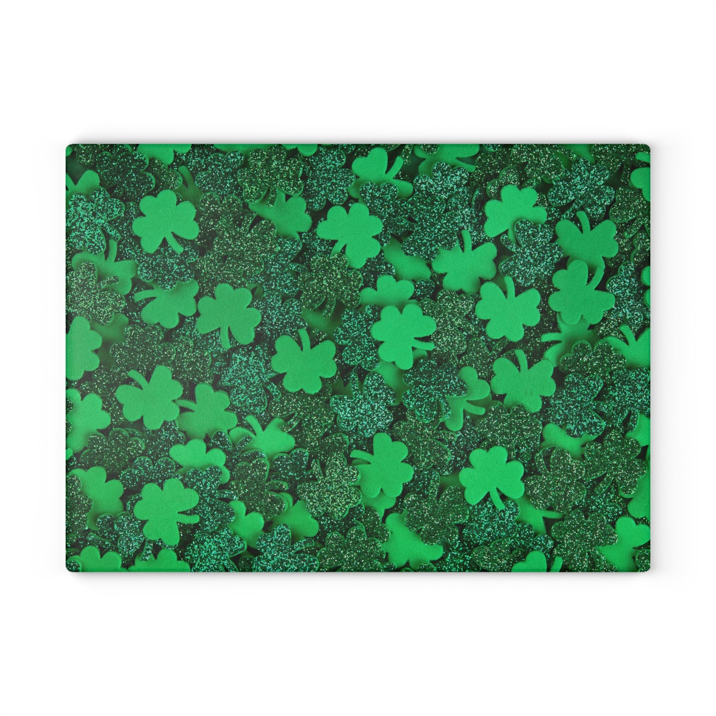 Kitchen Decor Glass Cutting Board Serving Tray with Green Clover Design Cutting Board Gift for Home Cook Charcuterie Board
