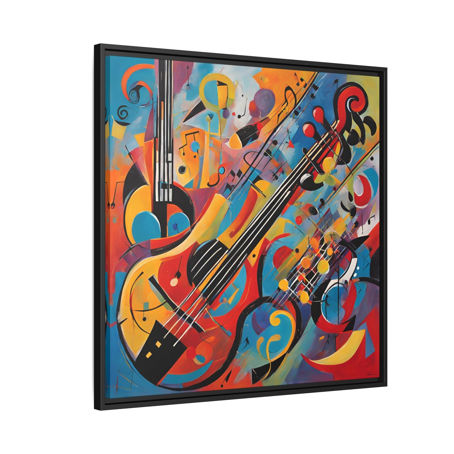 Modern Music-Themed Print Abstract Design Unique Framed Canvas Print Guitar Wall Art Music Lover Gift Decor 3 frame colors