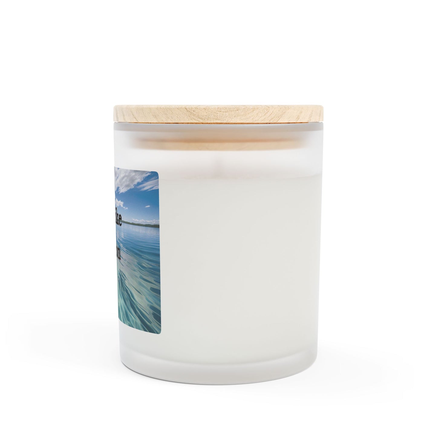 Artisanal Coconut Soy Frosted Glass Candle with Wooden Wick and Raw Maple Lid 11 oz Hand Poured Ocean Beachy Vacation Candle 50 hr burn time