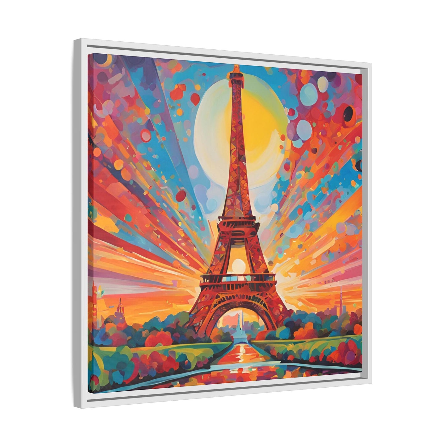 Modern Abstract Eiffel Tower Design Unique Framed Colorful Canvas Landscape Wall Art Paris France Gift Nature Lover Gift 3 frame colors