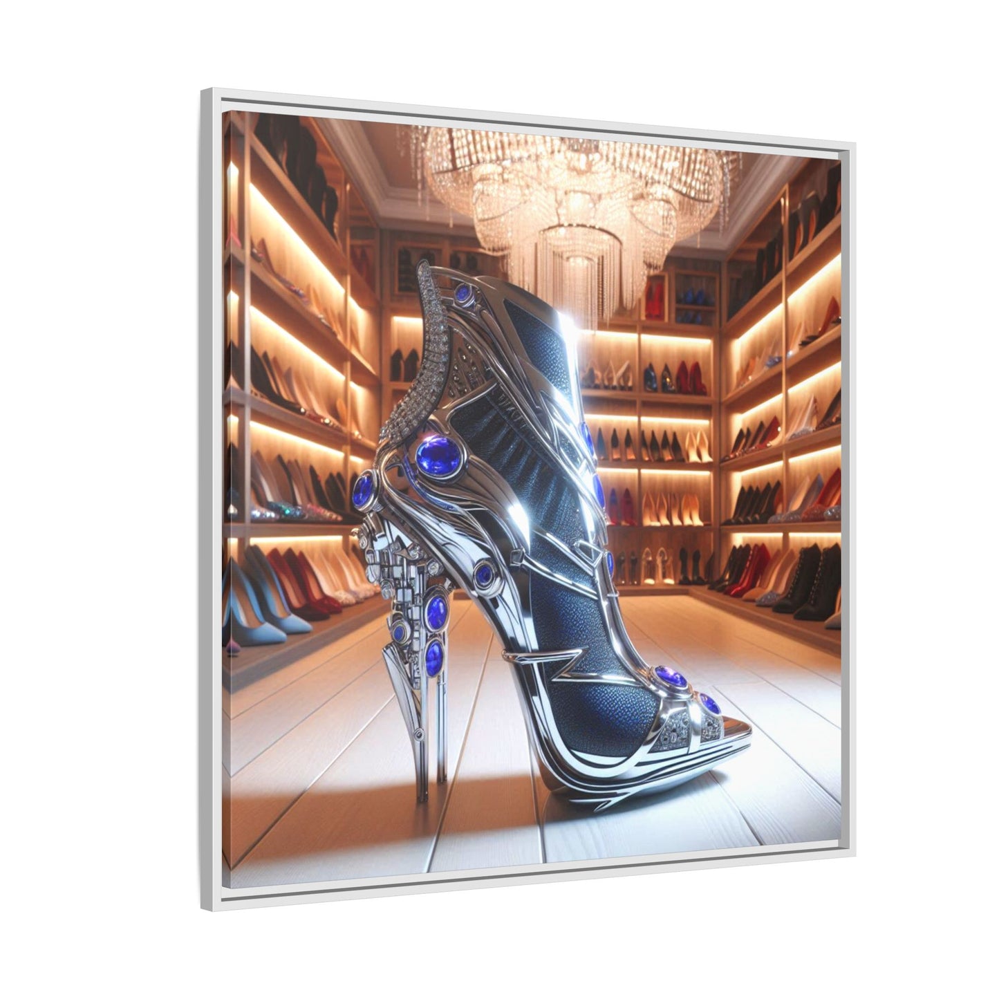 High Heel Shoe Framed Canvas Print Wall Art Unique Fashion Designer Style Haute Couture Shoe Lover Fashionista Gift Decor 3 Frame Colors