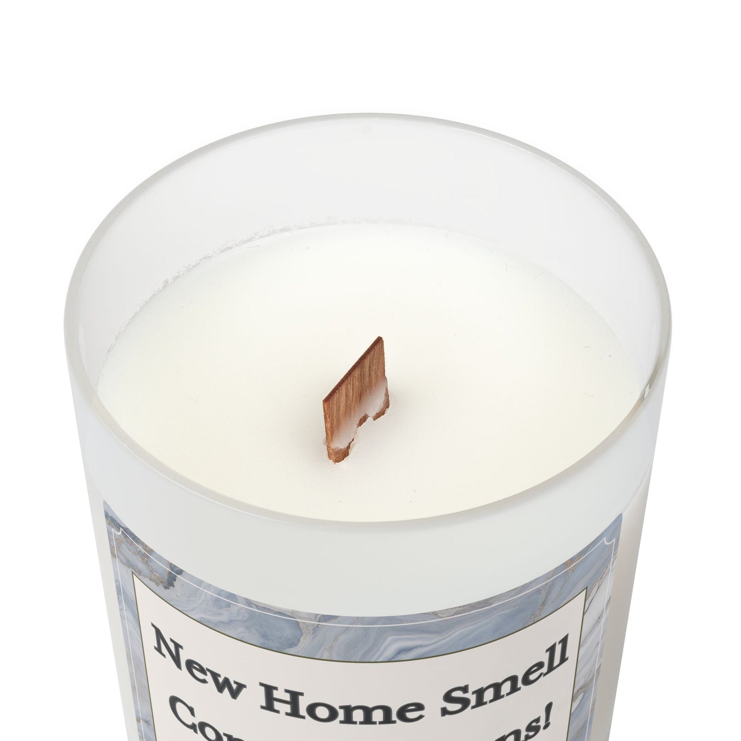 Artisanal Coconut Soy Frosted Glass Candle with Wooden Wick and Raw Maple Lid 11 oz Hand Poured Candle for New Home Owner 50 hrs burn time