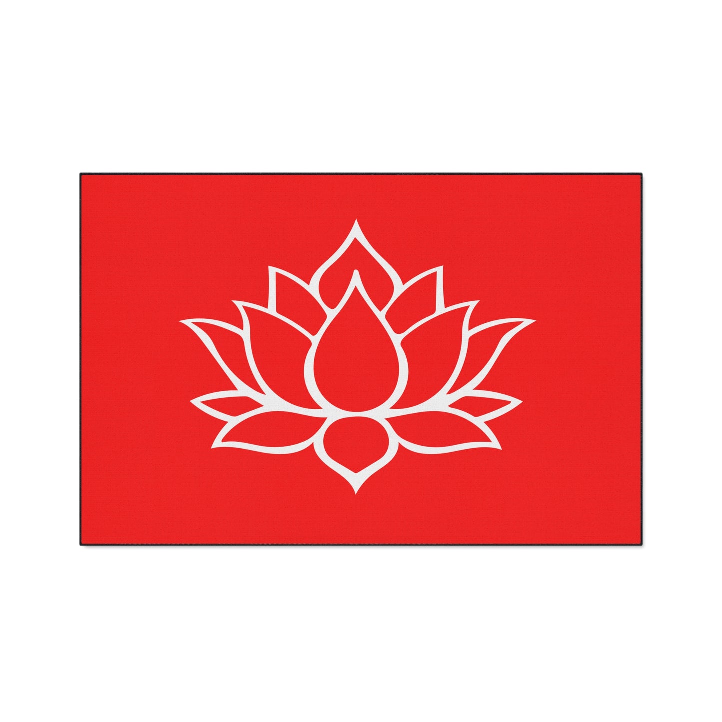 Decorative Heavy Duty Non-Slip Floor Mat Stylish Design Perfect for Entryway Kitchen Décor Red Lotus Blossom Floral Design Rug Bath Mat