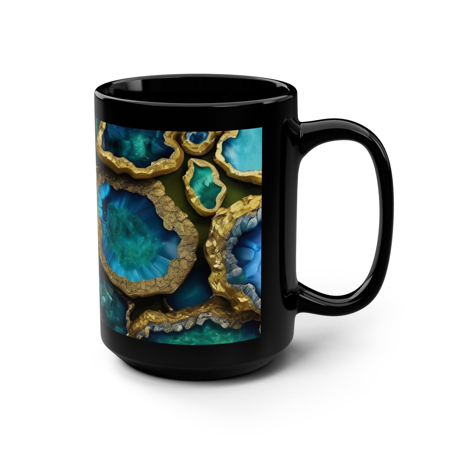 Ceramic Coffee Mug Quartz-Inspired Agate Image Nature Lover Ceramic Unique Colorful Teacup Geode Rock Gemstone Lover Ceramic 15 oz Mug