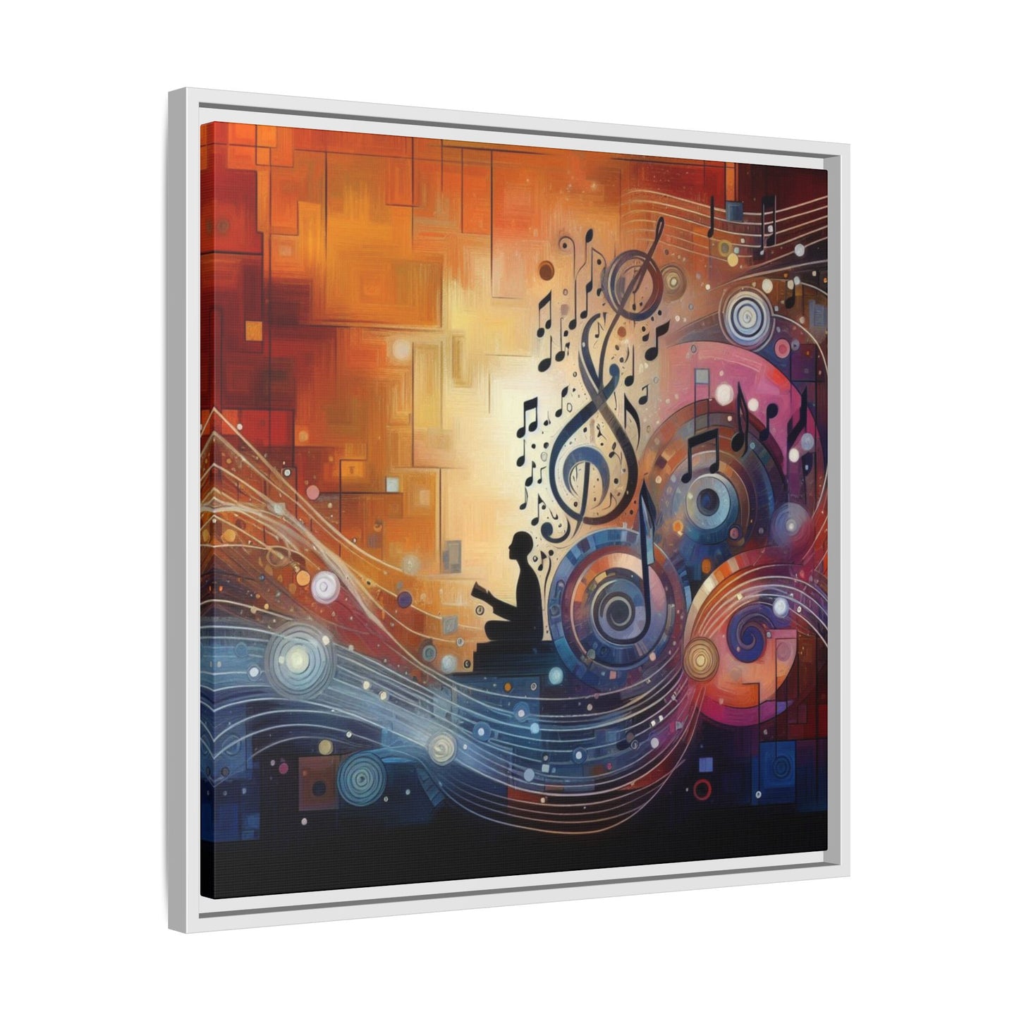 Modern Music-Themed Print Abstract Design Unique Framed Canvas Print Treble Clef Note Wall Art Music Lover Gift Decor 3 frame colors
