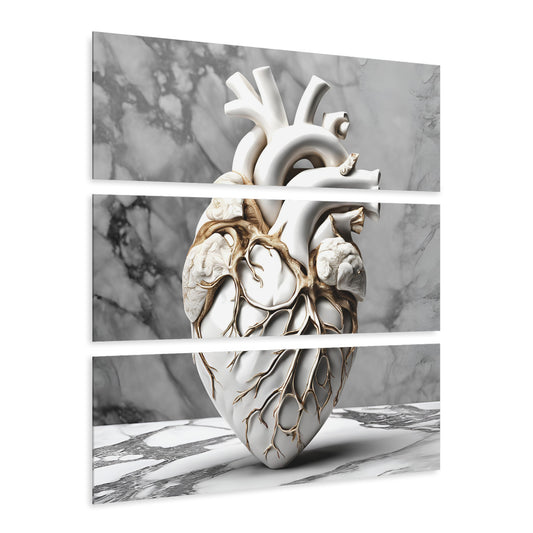 Heart Design Triptych Acrylic Print Wall Art Unique Cyberpunk Anatomical Heart Design