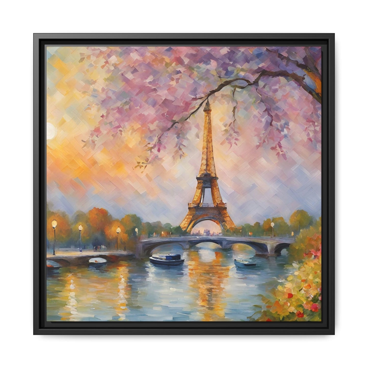 Modern Abstract Eiffel Tower Design Unique Framed Canvas Landscape Wall Art Paris France Gift Nature Lover Gift 3 frame colors