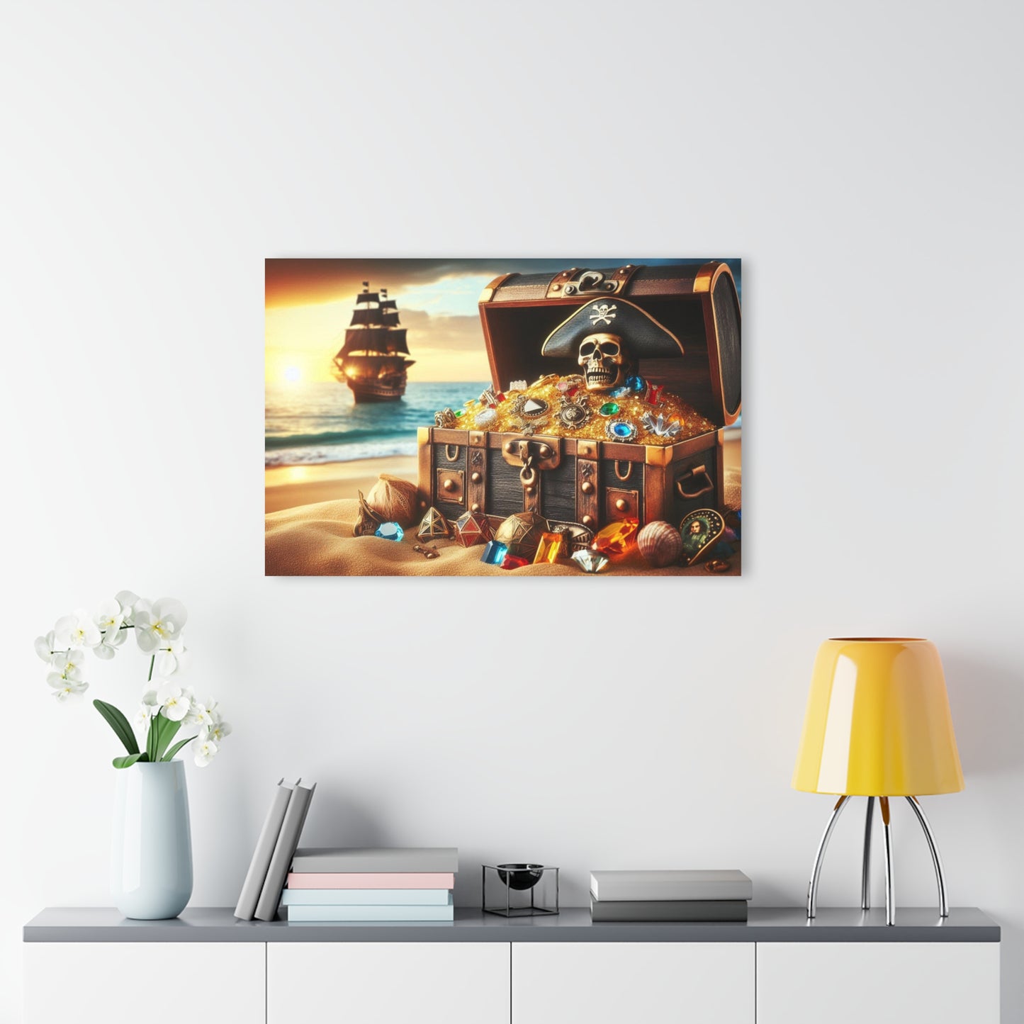 Pirate's Booty Tropical Island Treasure Ocean Vacation Acrylic Print Wall Art Outdoors Gift Beachy Nature Ship Artwork Modern Home Decor