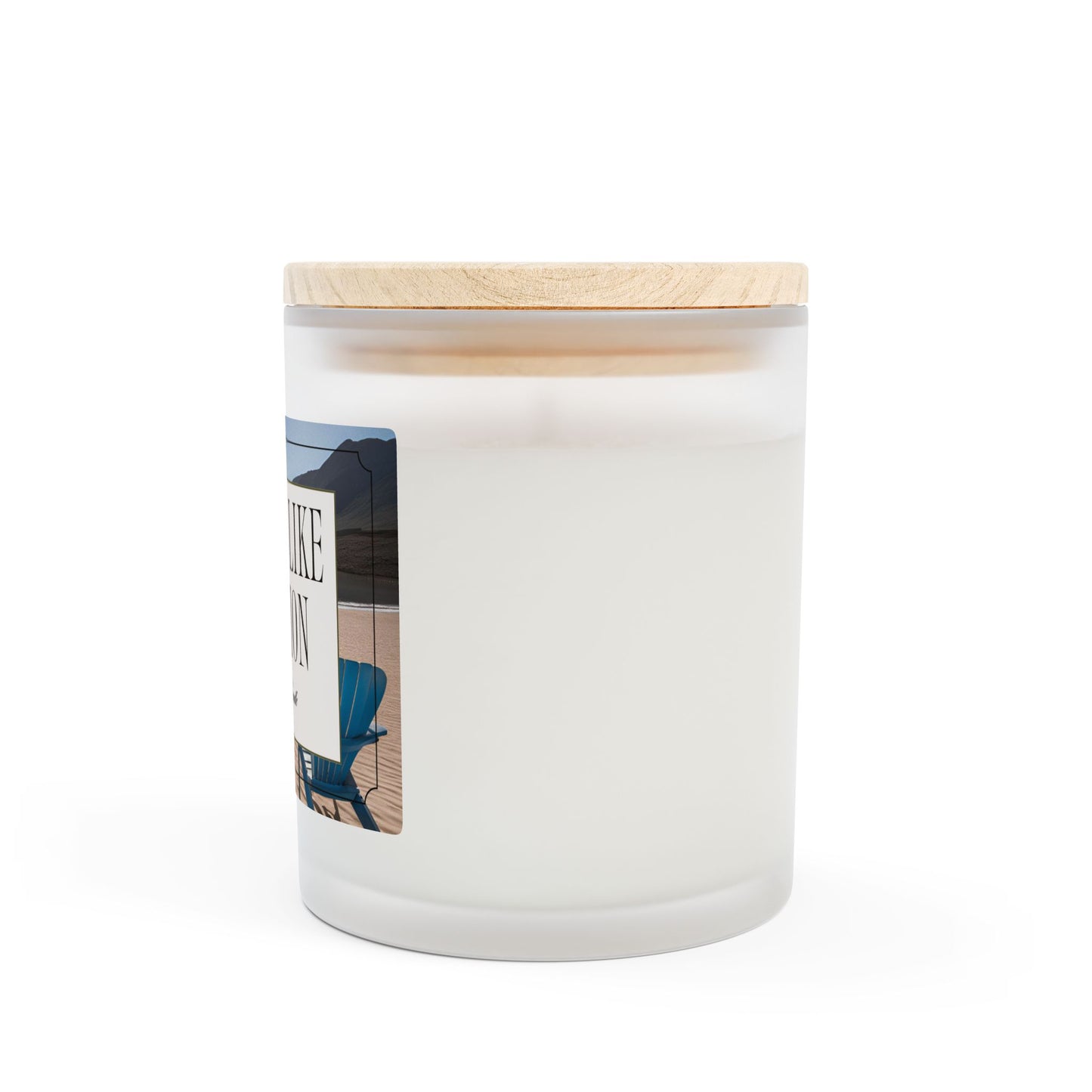 Artisanal Coconut Soy Frosted Glass Candle with Wooden Wick and Raw Maple Lid 11 oz Hand Poured Ocean Beachy Vacation Candle 50 hr burn time