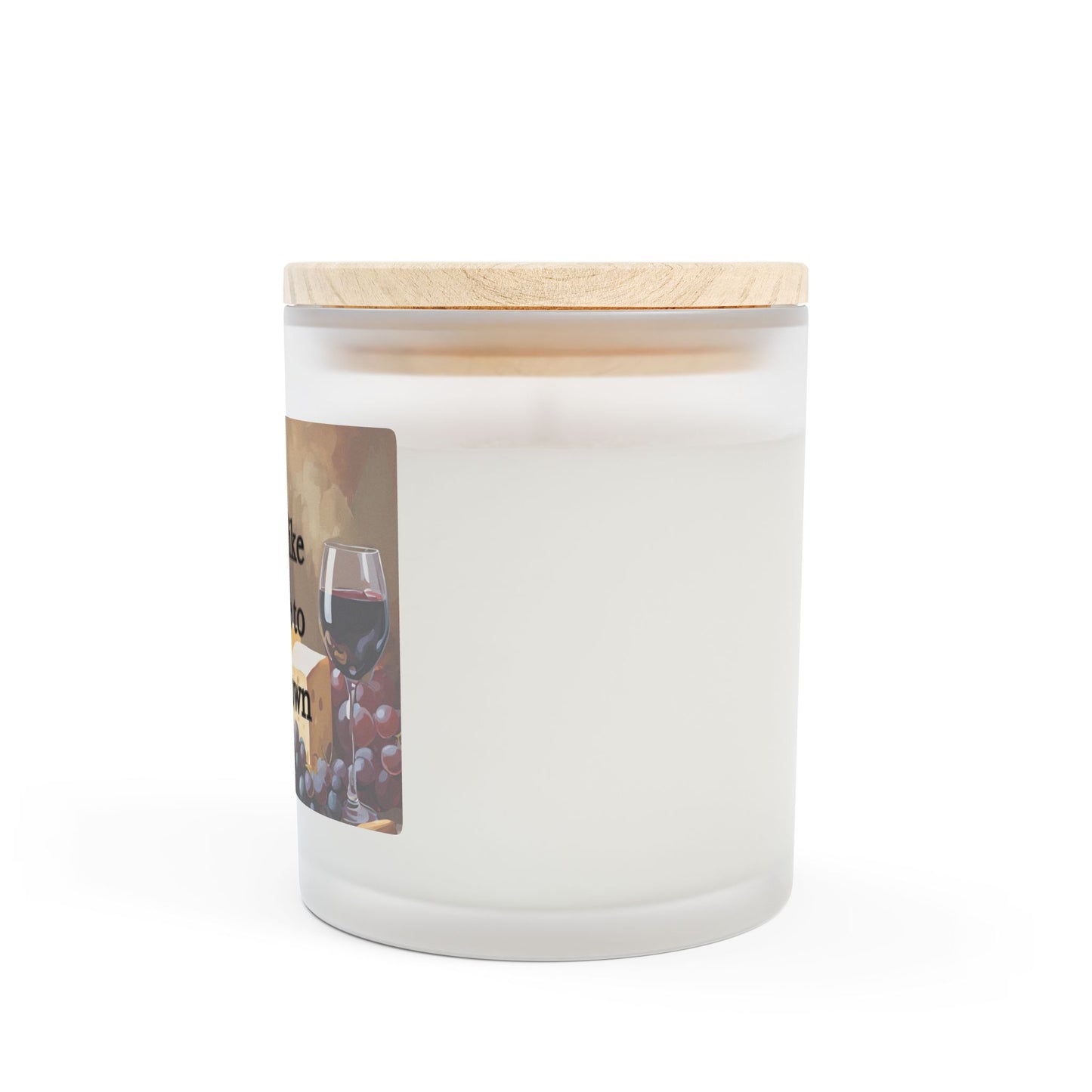 Artisanal Coconut Soy Frosted Glass Candle with Wooden Wick and Raw Maple Lid 11 oz Hand Poured Wine Lover Happy Hour Candle 50 hr burn time