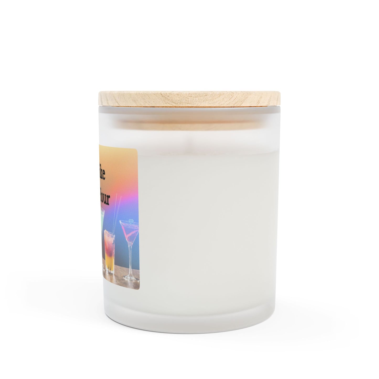 Artisanal Coconut Soy Frosted Glass Candle with Wooden Wick and Raw Maple Lid 11 oz Hand Poured Happy Hour Cocktails Candle 50 hr burn time