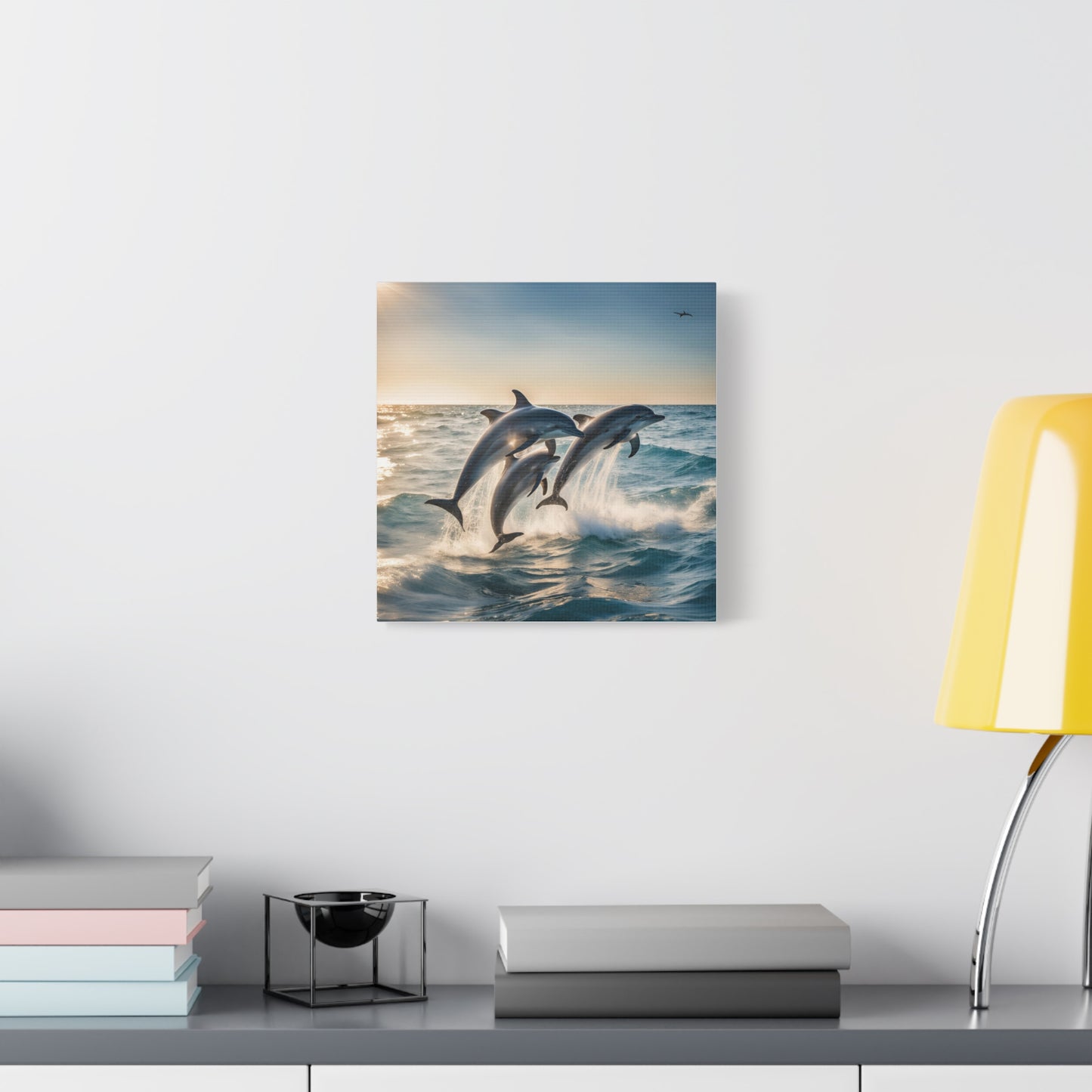 Dolphins Print Wall Art | Matte Canvas, Stretched, 1.25" | Animal Lover | Oceanic | Sea Life |