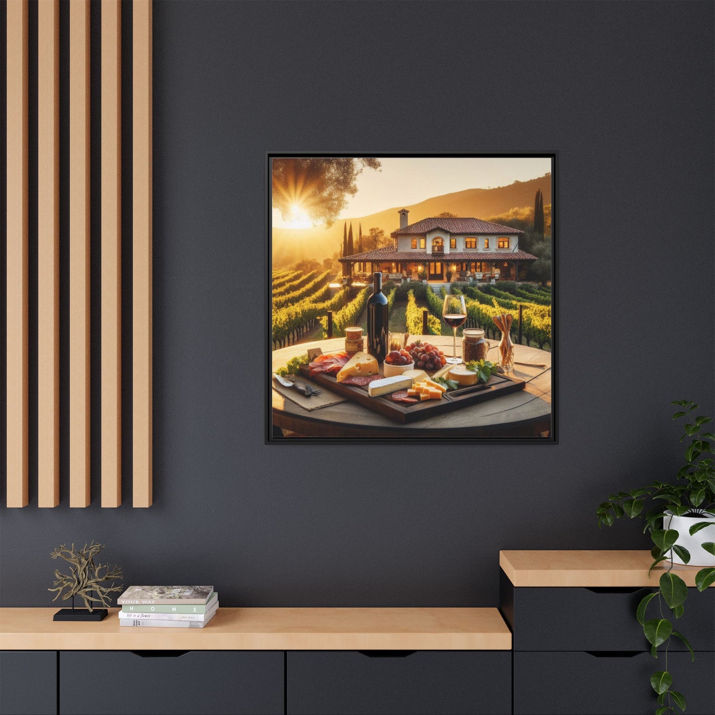 Vineyard Design Unique Framed Canvas Wall Art Gift Nature Lover Landscape Decor Wine Lover Gift Grape Vines Image 3 frame colors