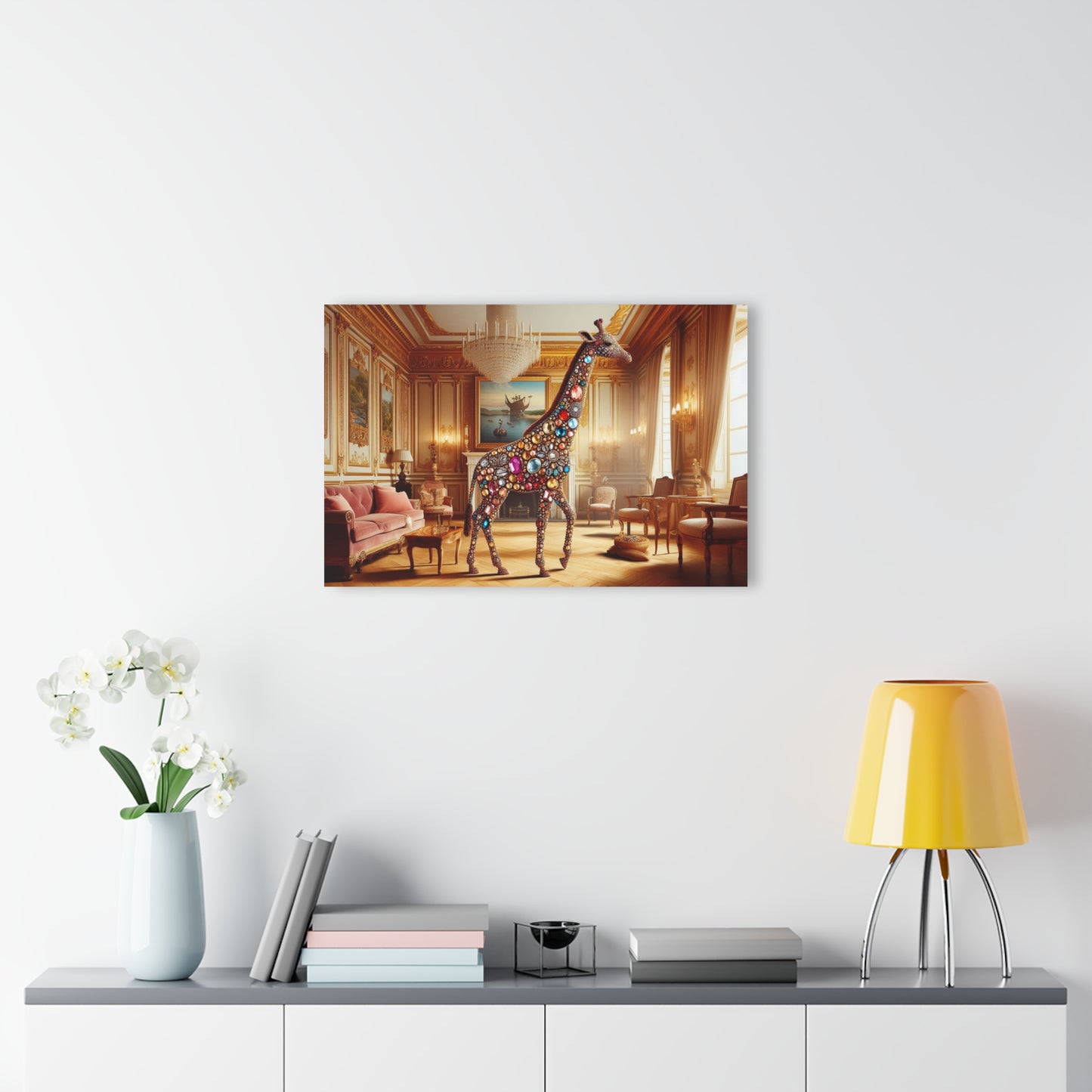 Gemstone Design Giraffe Acrylic Print with French Cleat Nature Lover Wall Art Animal Lover Gift Artwork Modern Garden Home Decor