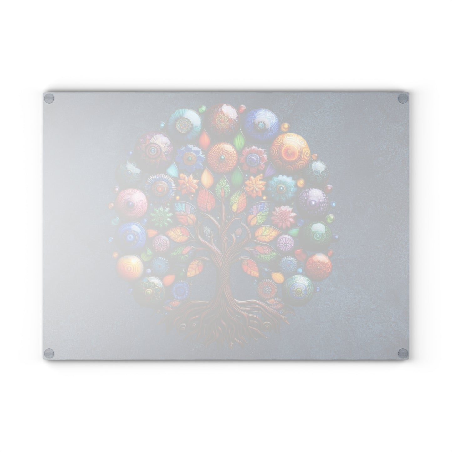 Kitchen Decor Glass Cutting Board Serving Tray with Tree of Life Design Cutting Board Gift for Home Cook Glass Charcuterie Board