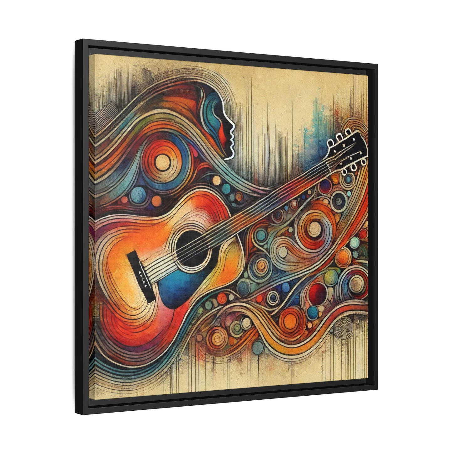 Modern Music-Themed Print Abstract Design Unique Framed Canvas Print Guitar Wall Art Music Lover Gift Decor 3 frame colors