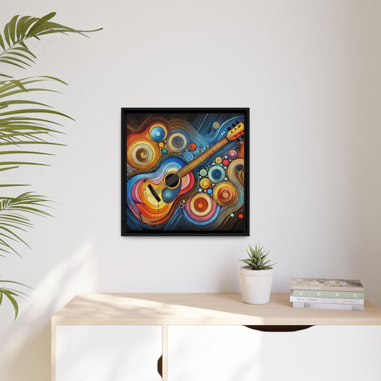 Modern Music-Themed Print Abstract Design Unique Framed Canvas Print Guitar Wall Art Music Lover Gift Decor 3 frame colors