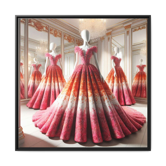 Fashion Formal Runway Dress Framed Canvas Print Wall Art Unique Fashion Designer Style Haute Couture Fashionista Gift Decor 3 Frame Colors