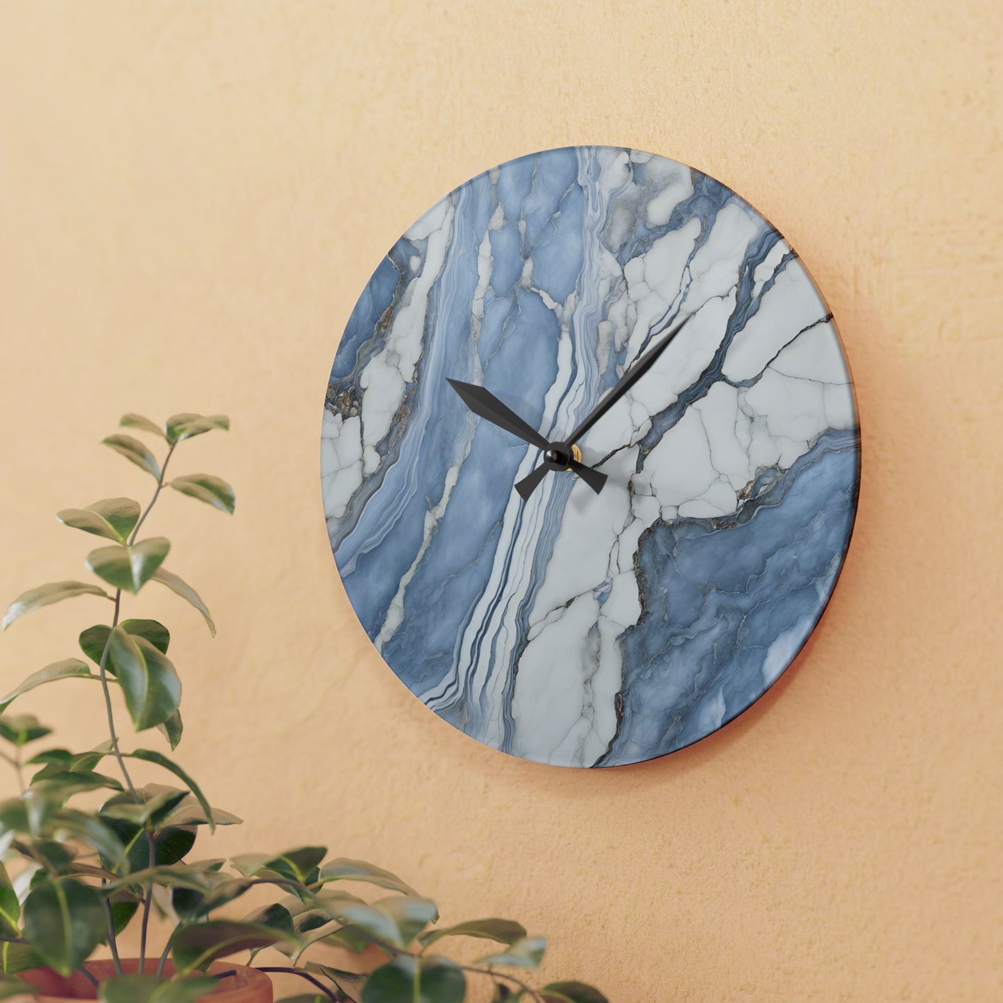 Acrylic Stone-Look Calacatta Quartz-Inspired Unique Design Acrylic Wall Clock Agate Crystal Lover Gemologist Gift Nature Lover Rock Gift