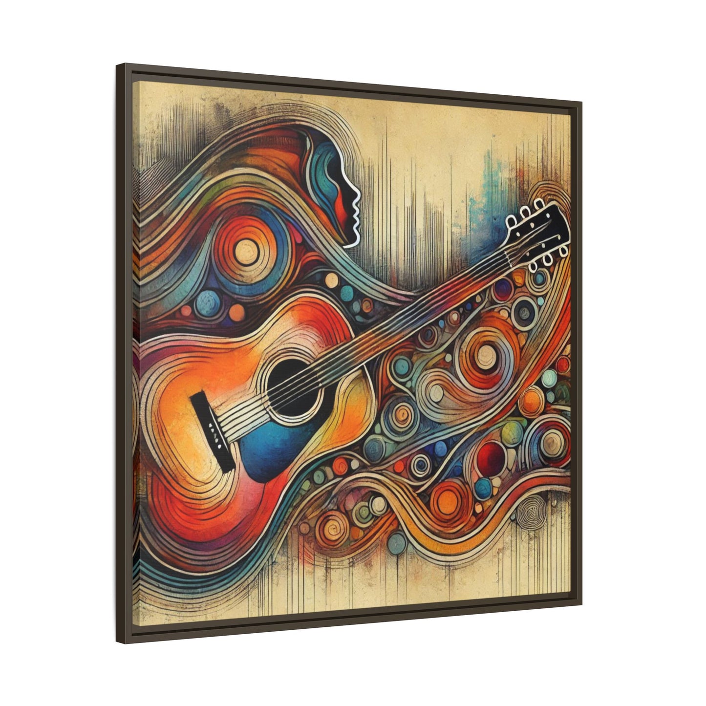 Modern Music-Themed Print Abstract Design Unique Framed Canvas Print Guitar Wall Art Music Lover Gift Decor 3 frame colors