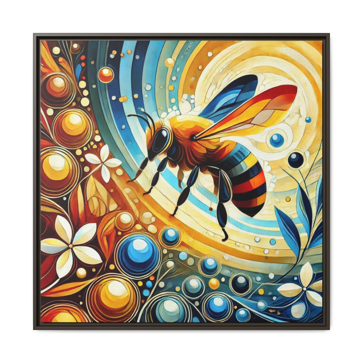 Modern Bee Print Abstract Design Unique Framed Canvas Print Insect Lover Wall Art Animal Lover Nature Lover Decor 3 frame colors