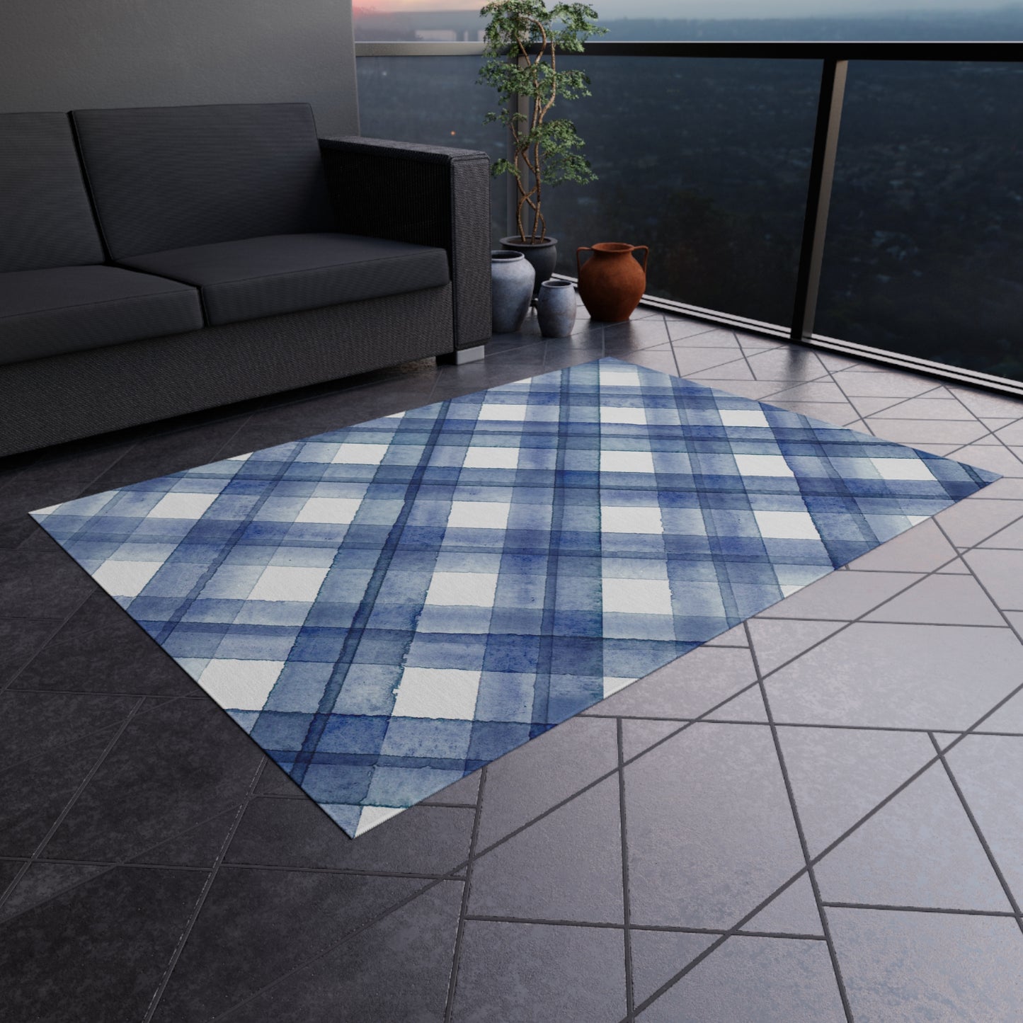 Striped Chenille Outdoor Rug with No-Skid Backing Cozy Outdoor Carpet Patio Decor Gazebo Rug Pool Area Decor Outdoor Kitchen Carpet