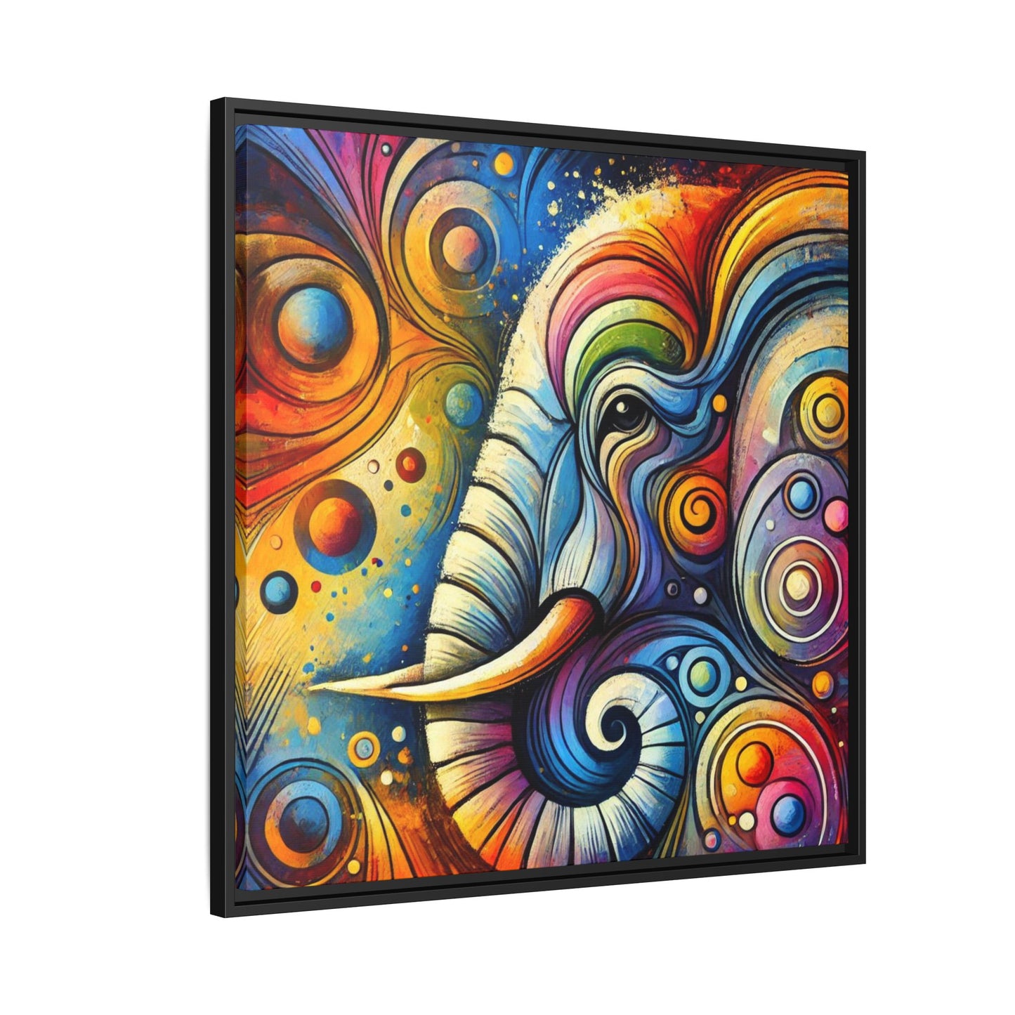 Modern Elephant Print Abstract Design Unique Framed Canvas Print African Wall Art Animal Lover Gift Nature Lover Decor 3 frame colors