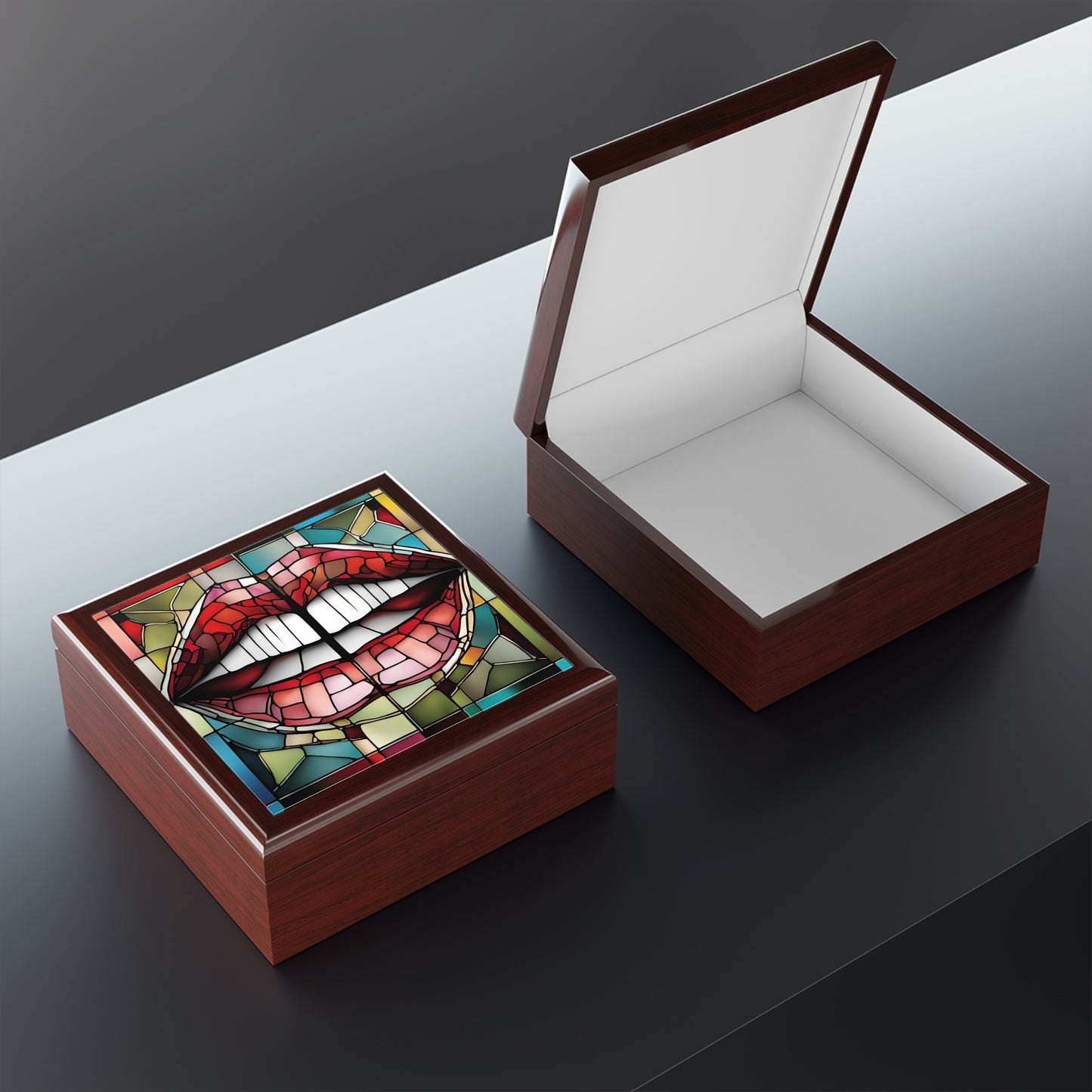 Unique Art Print Design Jewelry Box Trinket Box Bedroom Dresser Decor Vanity Gift Box - 3 colors to choose from