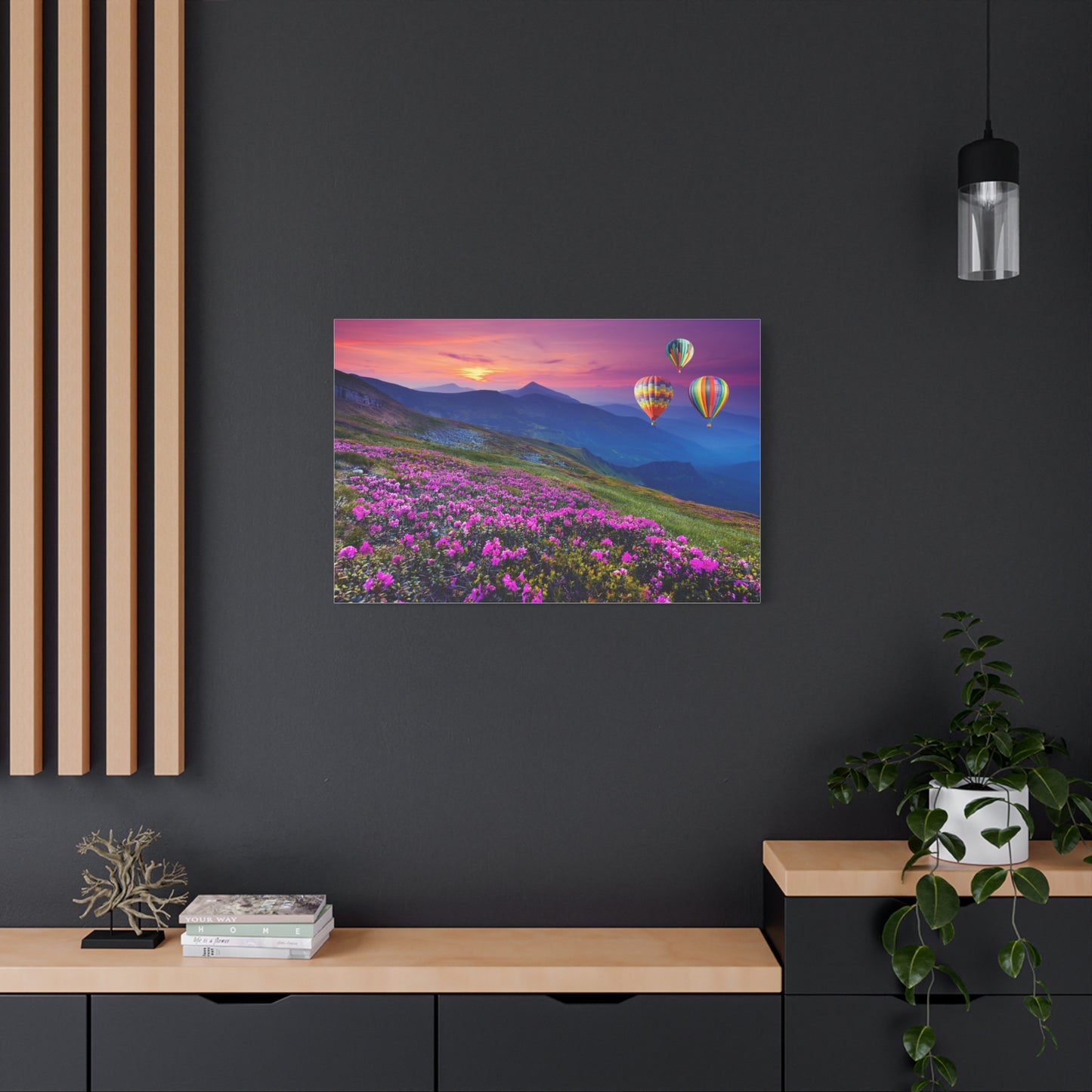 Hot Air Balloons Print Wall Art | Matte Canvas, Stretched, 1.25" | Mountains | Nature | Sunrise | Sunset |