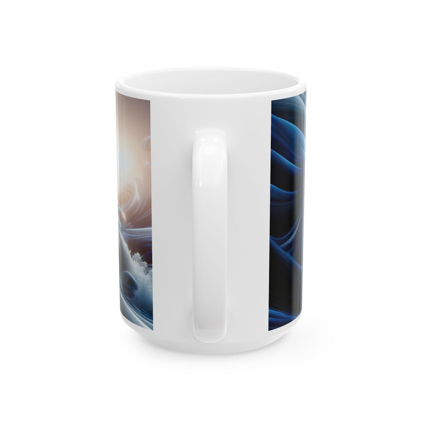 Ceramic Beach Theme Coffee Mug Modern Wave Design Mug Tea Cup Oceanic Swirl Design Salt Life Surfer Beachy Ceramic Mug