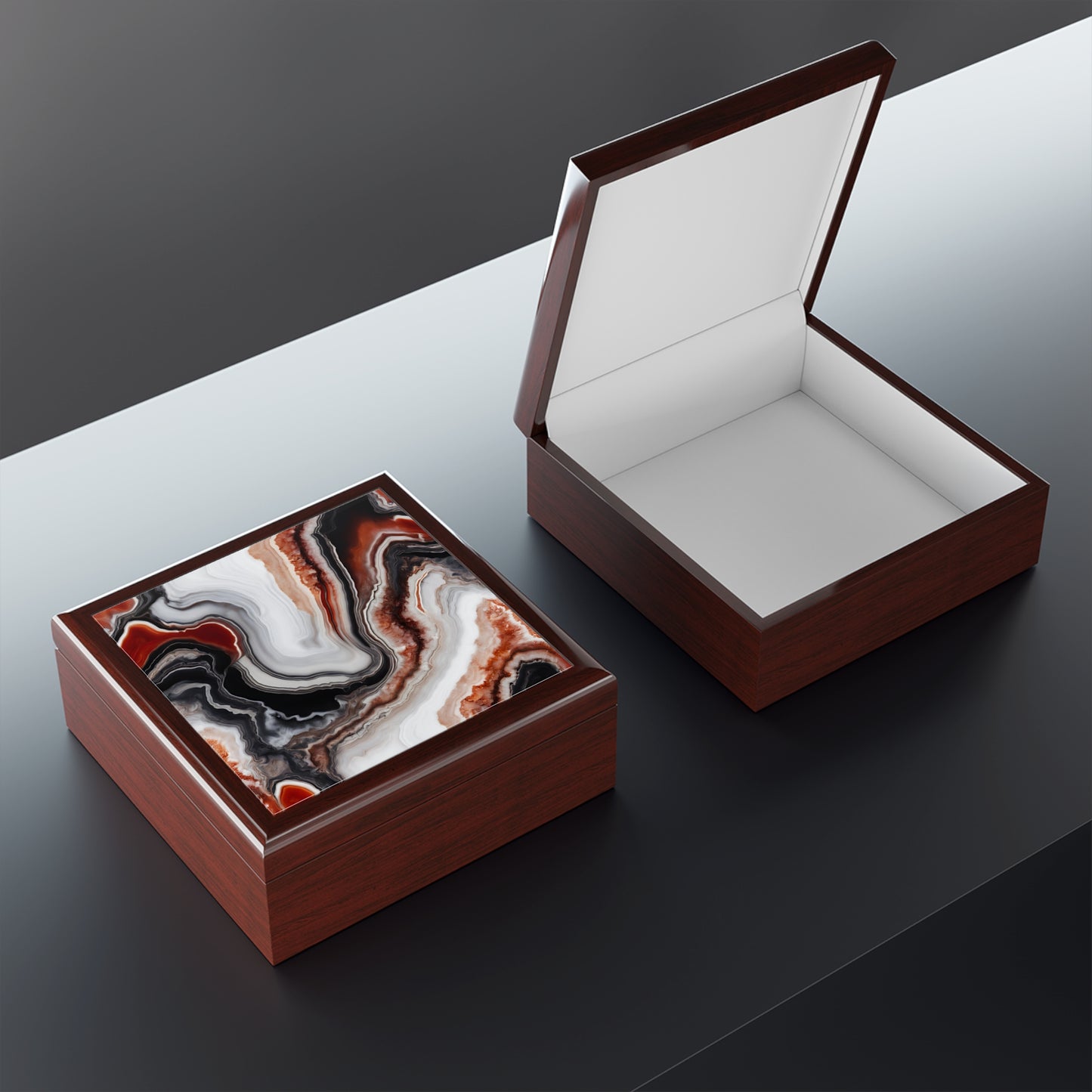 Unique Art Print Design Jewelry Box Trinket Box Bedroom Dresser Decor Vanity Gift Box - 3 colors to choose from