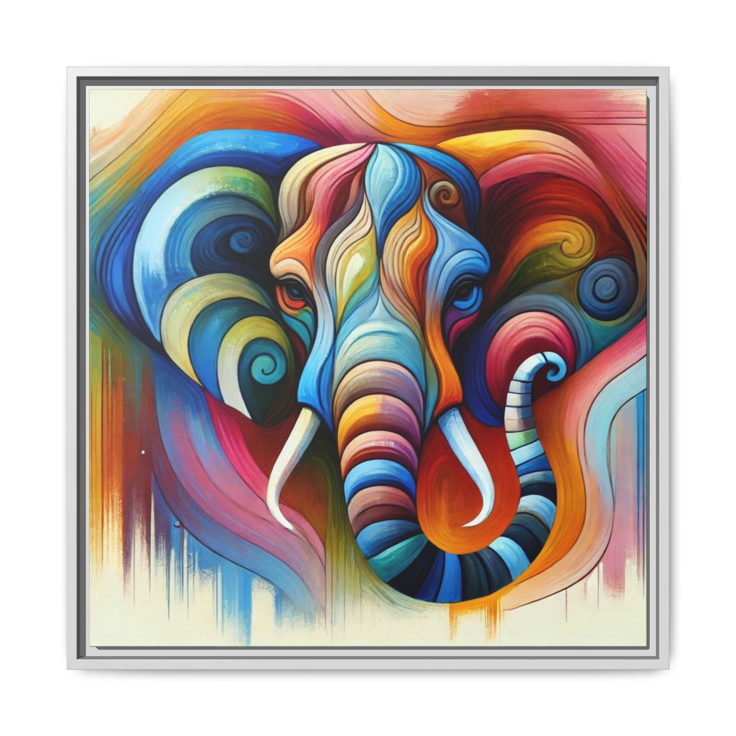 Modern Elephant Print Abstract Design Unique Framed Canvas Print African Wall Art Animal Lover Gift Nature Lover Decor 3 frame colors