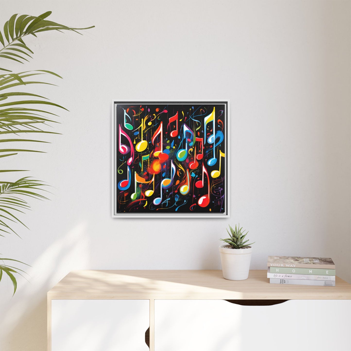 Modern Music-Themed Print Abstract Design Unique Framed Canvas Print Treble Clef Note Wall Art Music Lover Gift Decor 3 frame colors
