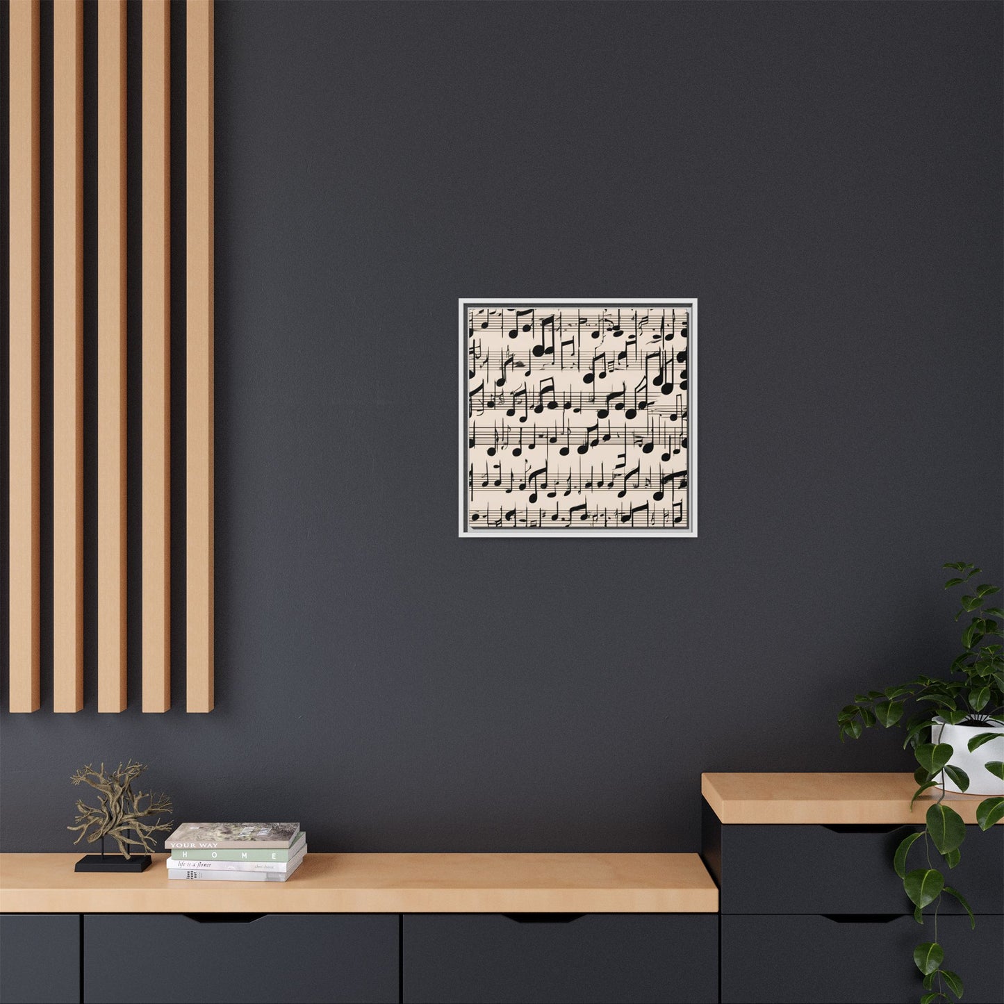 Music-Themed Print Abstract Sheet Music Design Unique Framed Canvas Print Treble Clef Note Wall Art Music Lover Gift Decor 3 frame colors