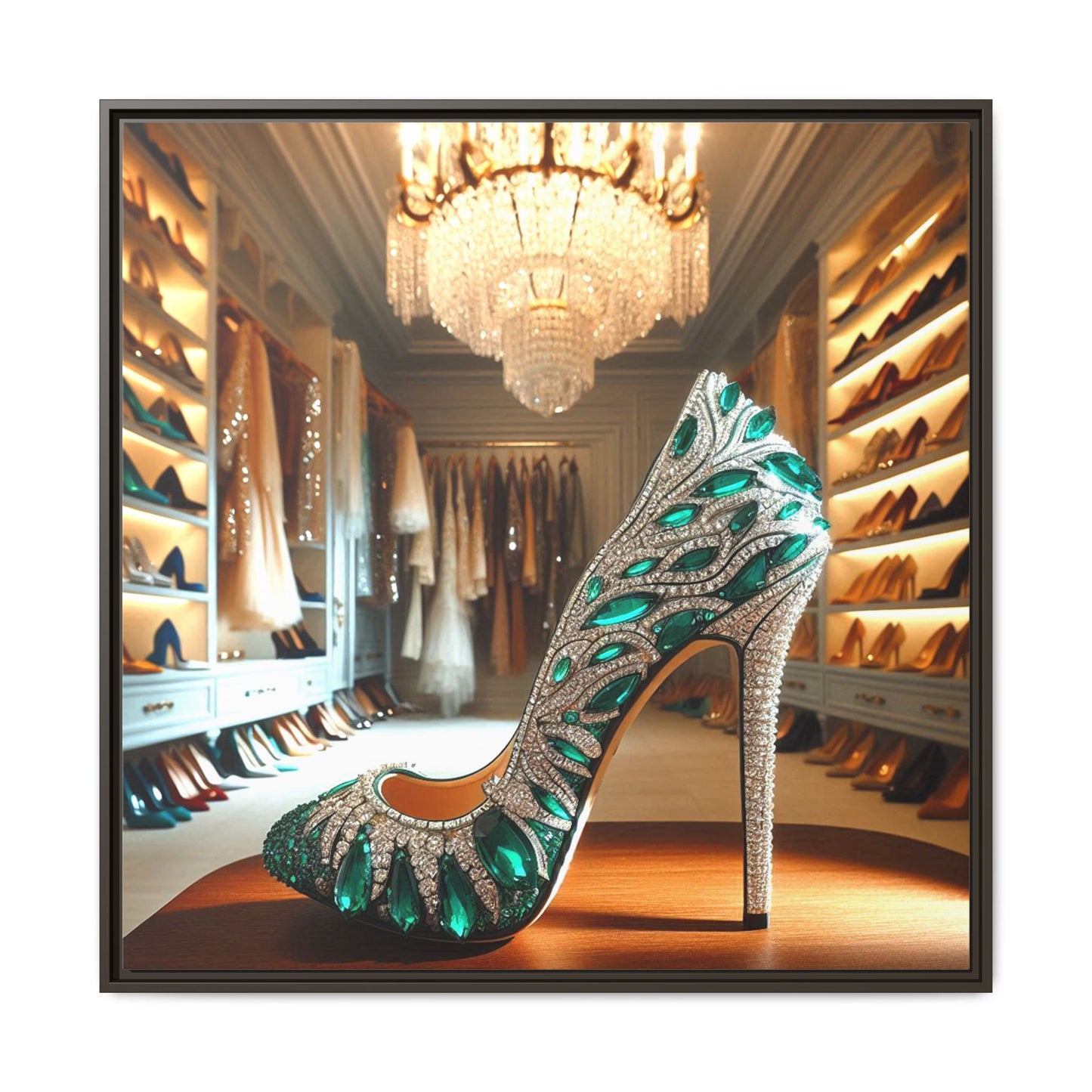 High Heel Shoe Framed Canvas Print Wall Art Unique Fashion Designer Style Haute Couture Shoe Lover Fashionista Gift Decor 3 Frame Colors
