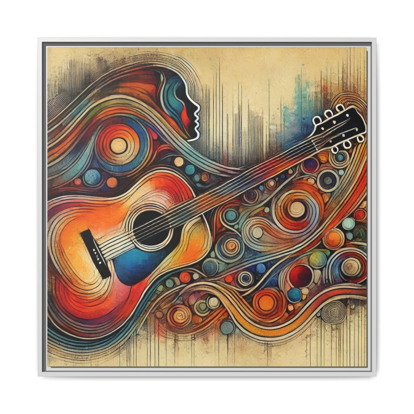 Modern Music-Themed Print Abstract Design Unique Framed Canvas Print Guitar Wall Art Music Lover Gift Decor 3 frame colors
