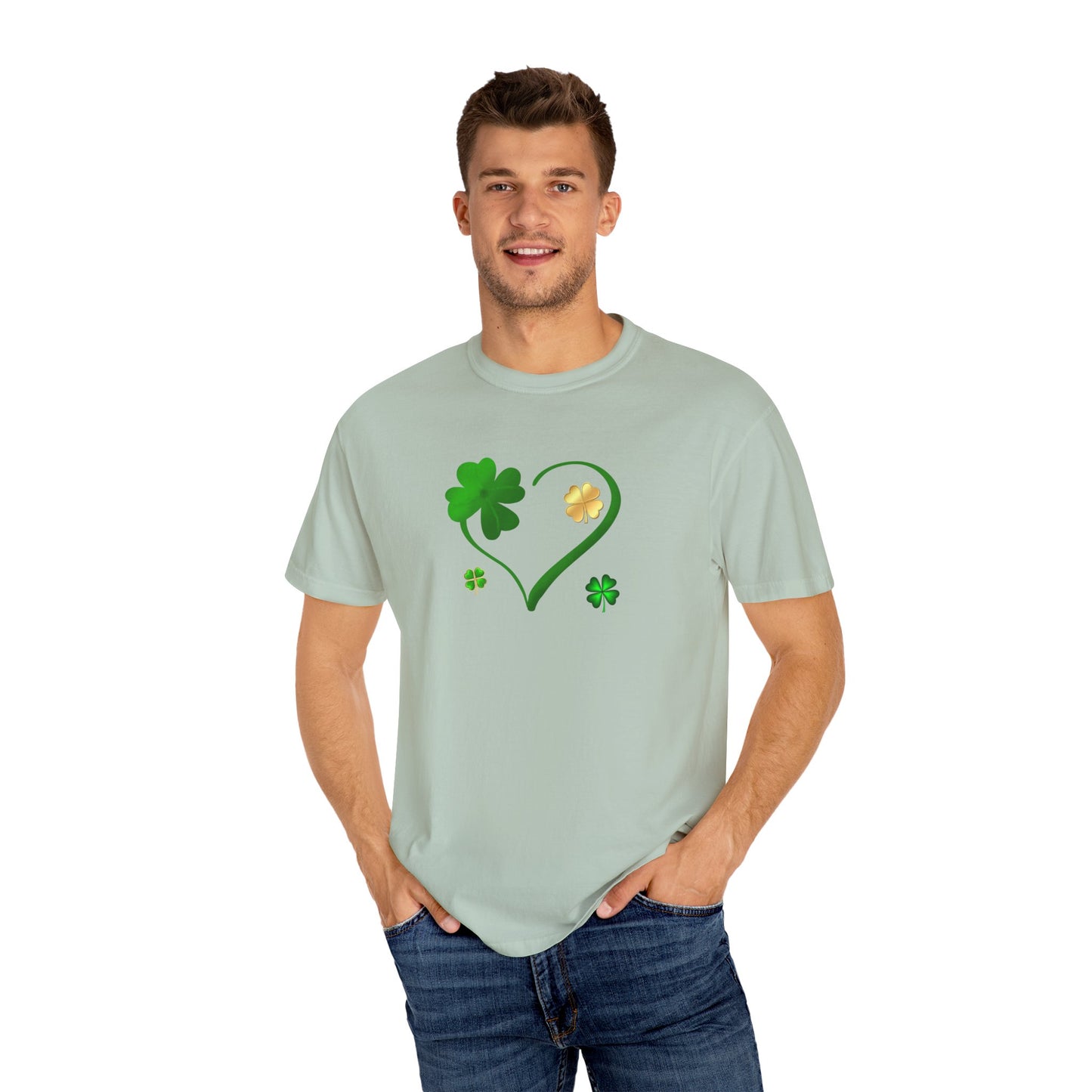 St. Patrick's Day T-Shirt Unisex Comfort Colors Relaxed Fit Garment-Dyed Tee 4 Leaf Clover Shirt Irish Themed Gift