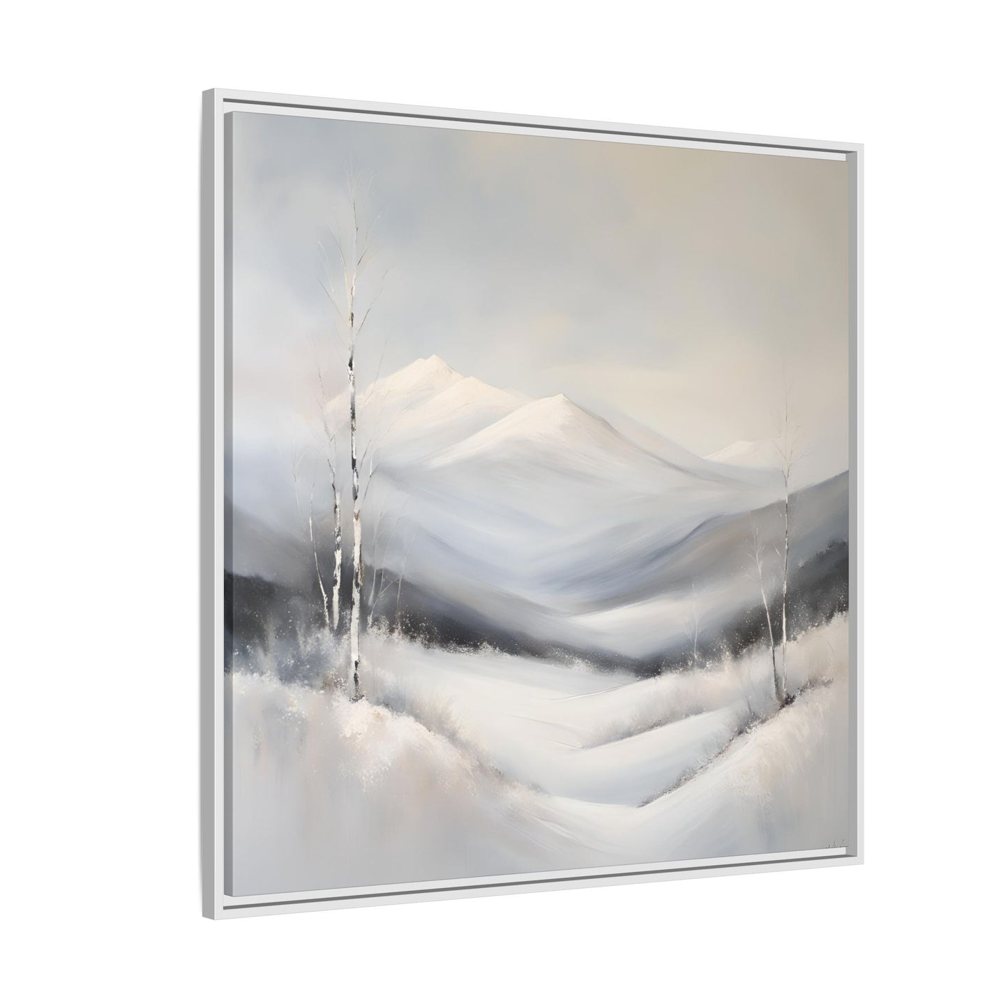 Modern Abstract Mountain Design Unique Framed Canvas Wall Art Snowy Gift Nature Lover Gift 3 frame colors