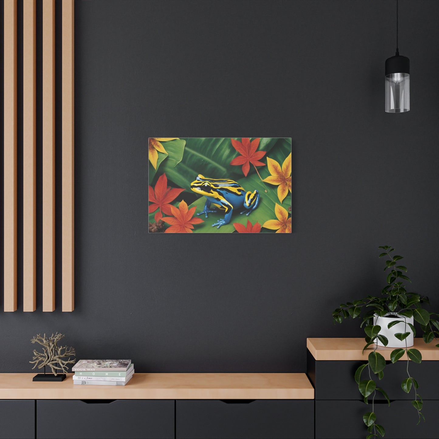 Dart Frog on Leaf Print Wall Art | Matte Canvas, Stretched, 1.25" | Ocean | Nature | Tranquill | Tropical | Fall leaves |