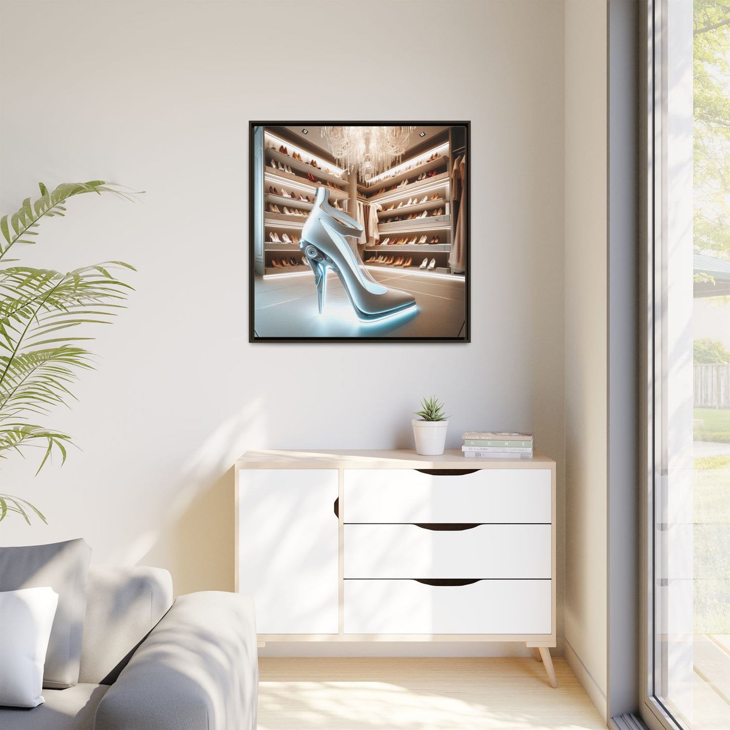 High Heel Shoe Framed Canvas Print Wall Art Unique Fashion Designer Style Haute Couture Shoe Lover Fashionista Gift Decor 3 Frame Colors