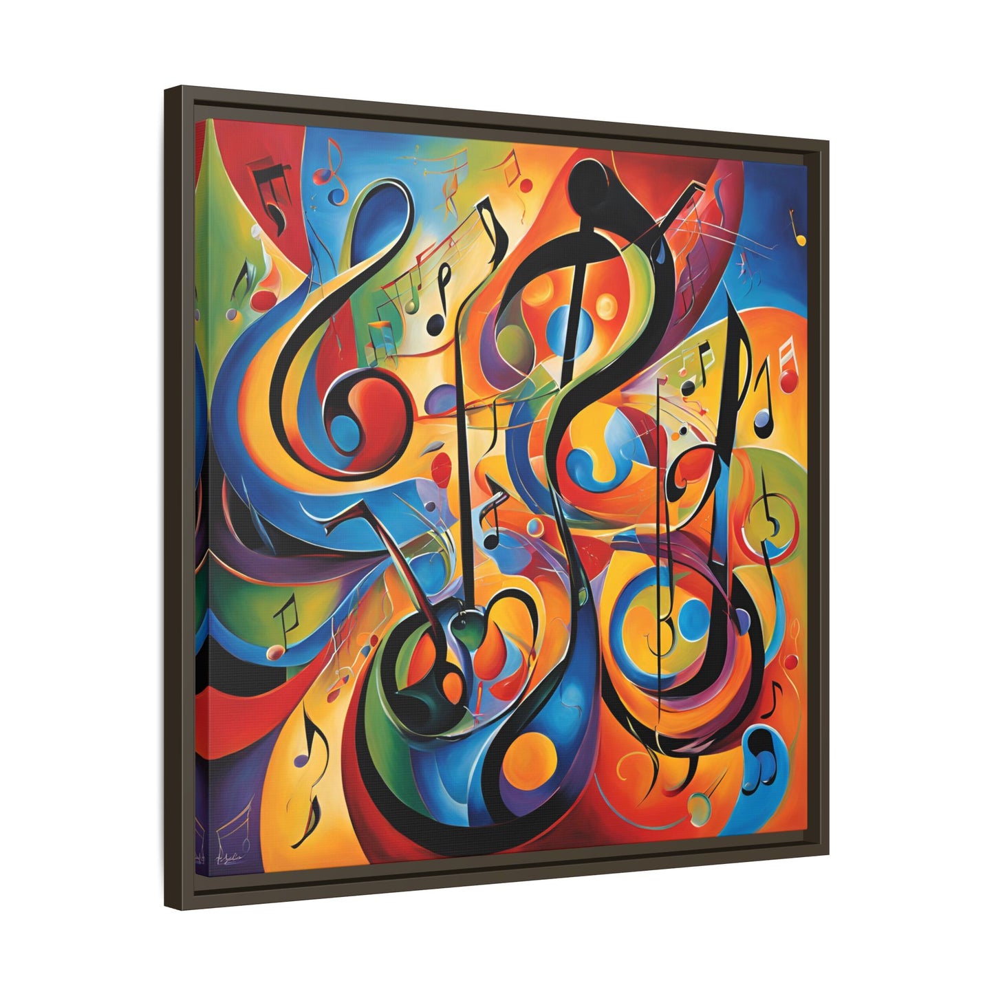 Modern Music-Themed Print Abstract Design Unique Framed Canvas Print Treble Clef Note Wall Art Music Lover Gift Decor 3 frame colors