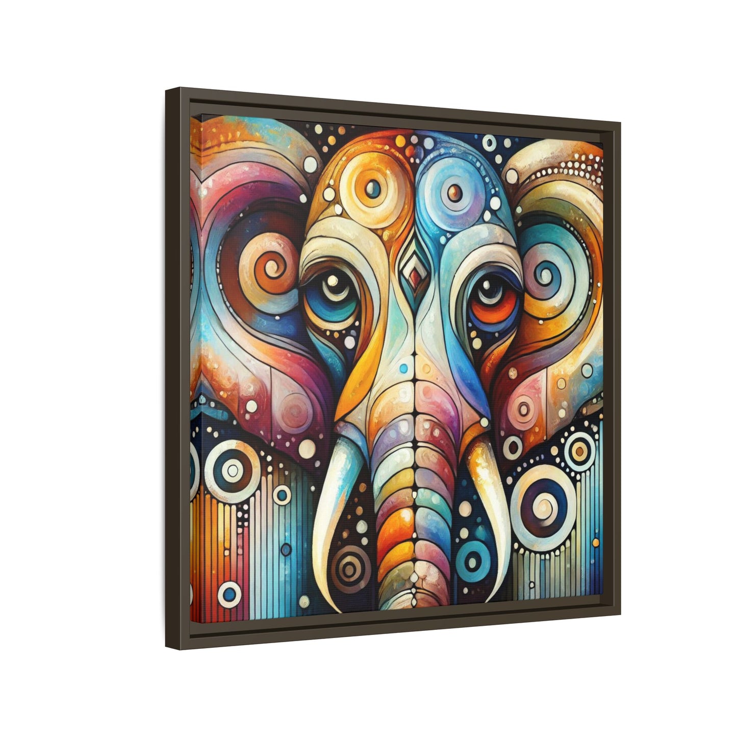 Modern Elephant Face Print Abstract Design Unique Framed Canvas Print African Wall Art Animal Lover Nature Lover Decor 3 frame colors