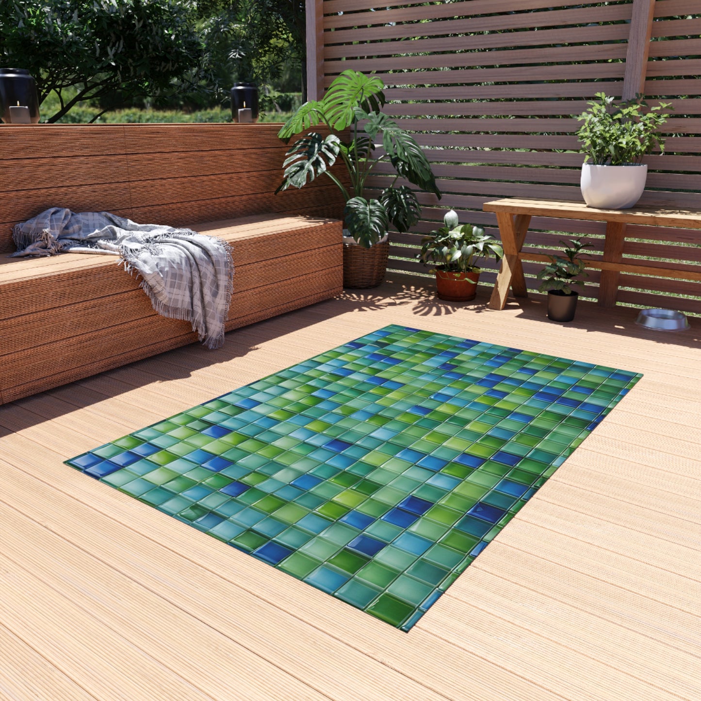 Chenille Outdoor Rug with No-Skid Backing Cozy Outdoor Carpet Patio Decor Gazebo Rug Pool Area Decor Outdoor Kitchen Carpet