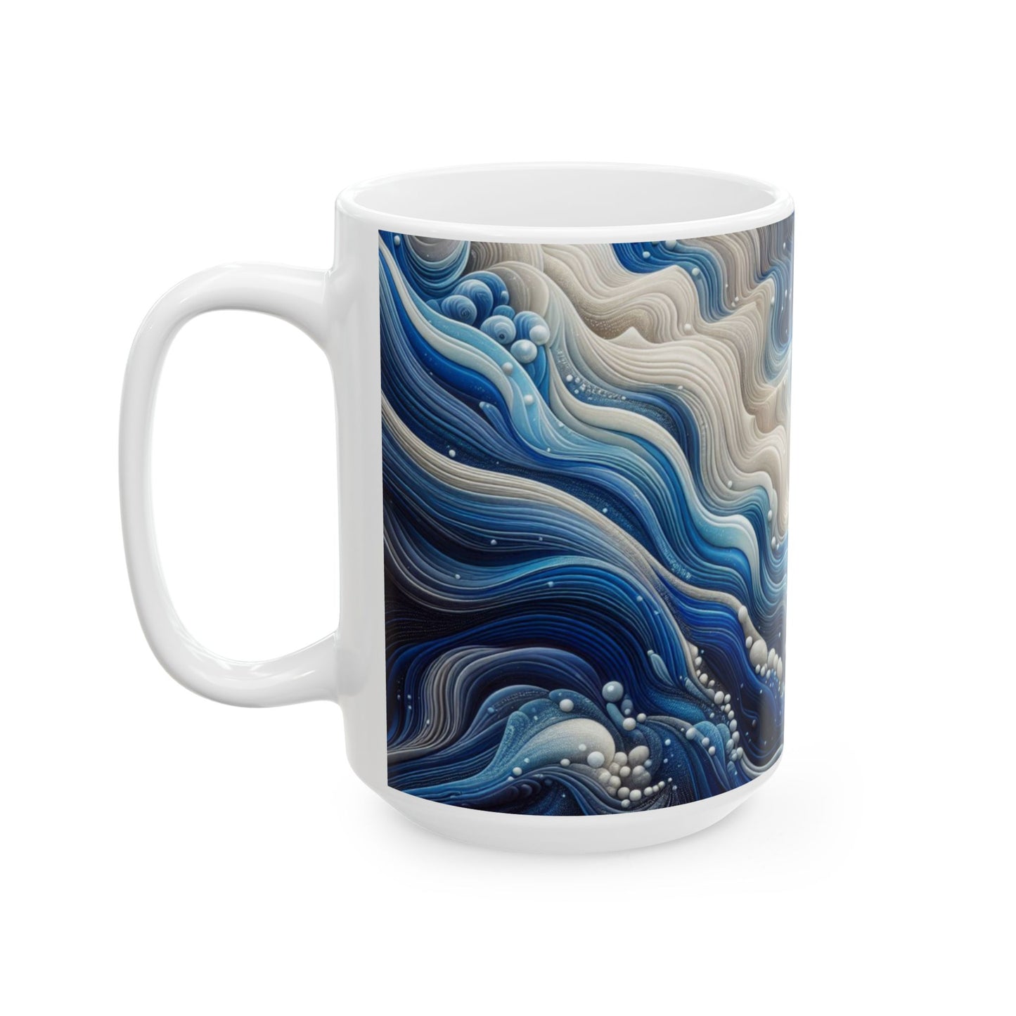 Ceramic Coffee Mug Modern Wave Design Mug Tea Cup Oceanic Swirl Design Salt Life Surfer Beachy Theme Ceramic Mug