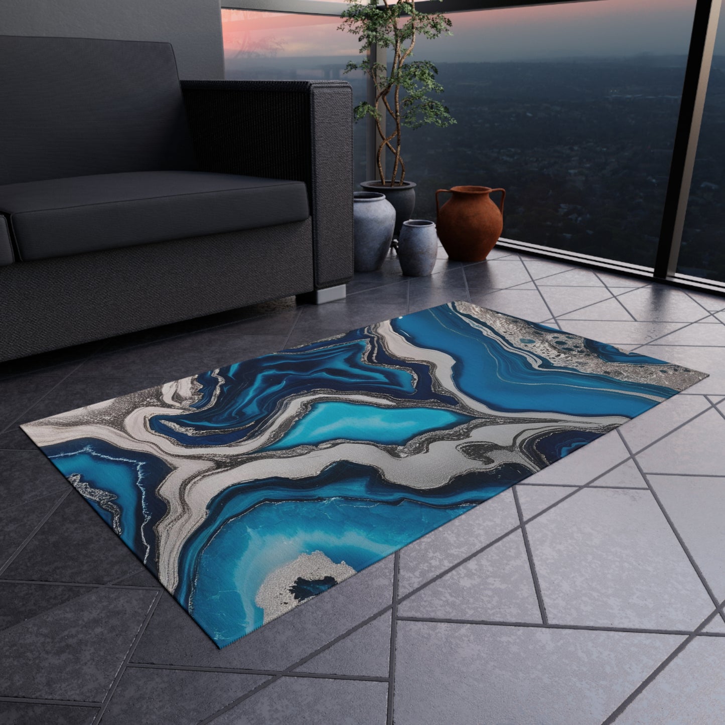 Chenille Outdoor Rug with No-Skid Backing Cozy Outdoor Carpet Patio Decor Gazebo Rug Pool Area Decor Outdoor Kitchen Carpet