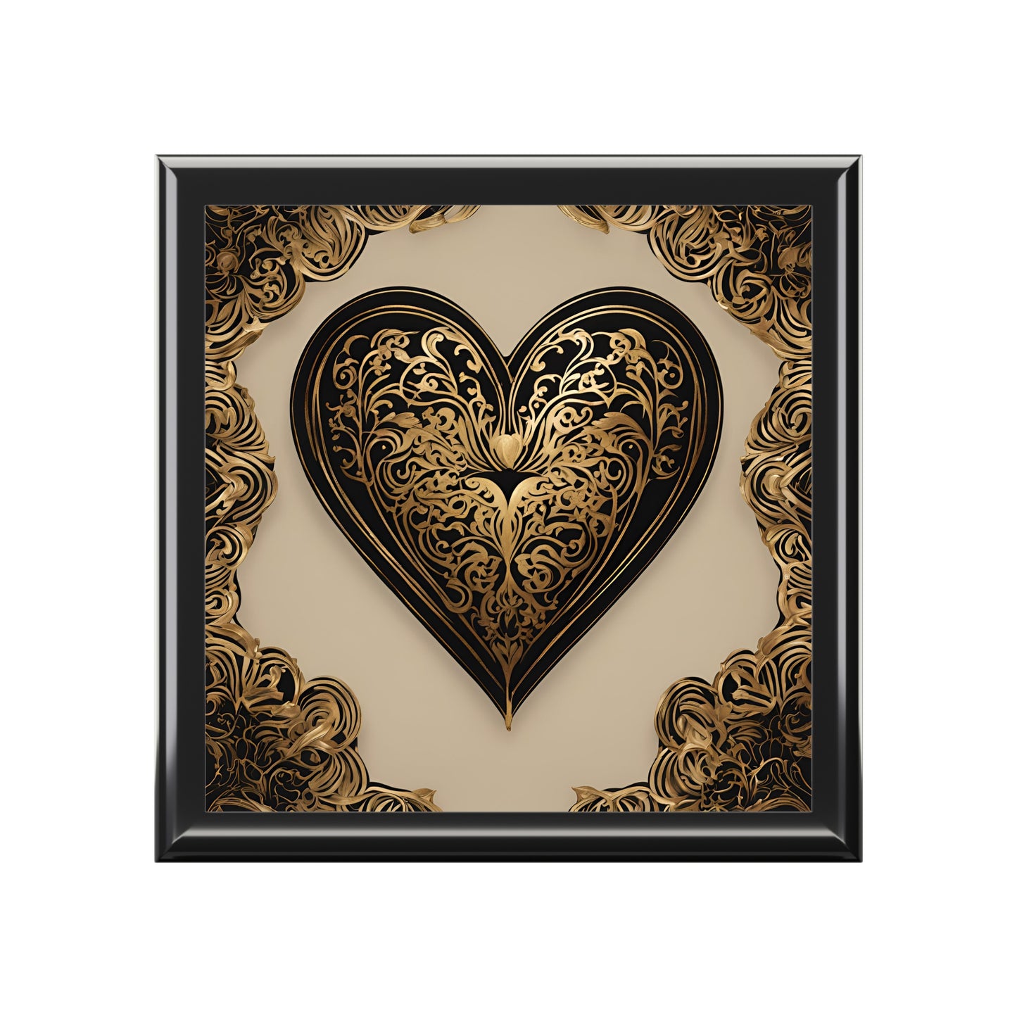 Unique Heart Art Print Design Jewelry Box Trinket Box Bedroom Dresser Decor Vanity Gift Box - 3 colors to choose from