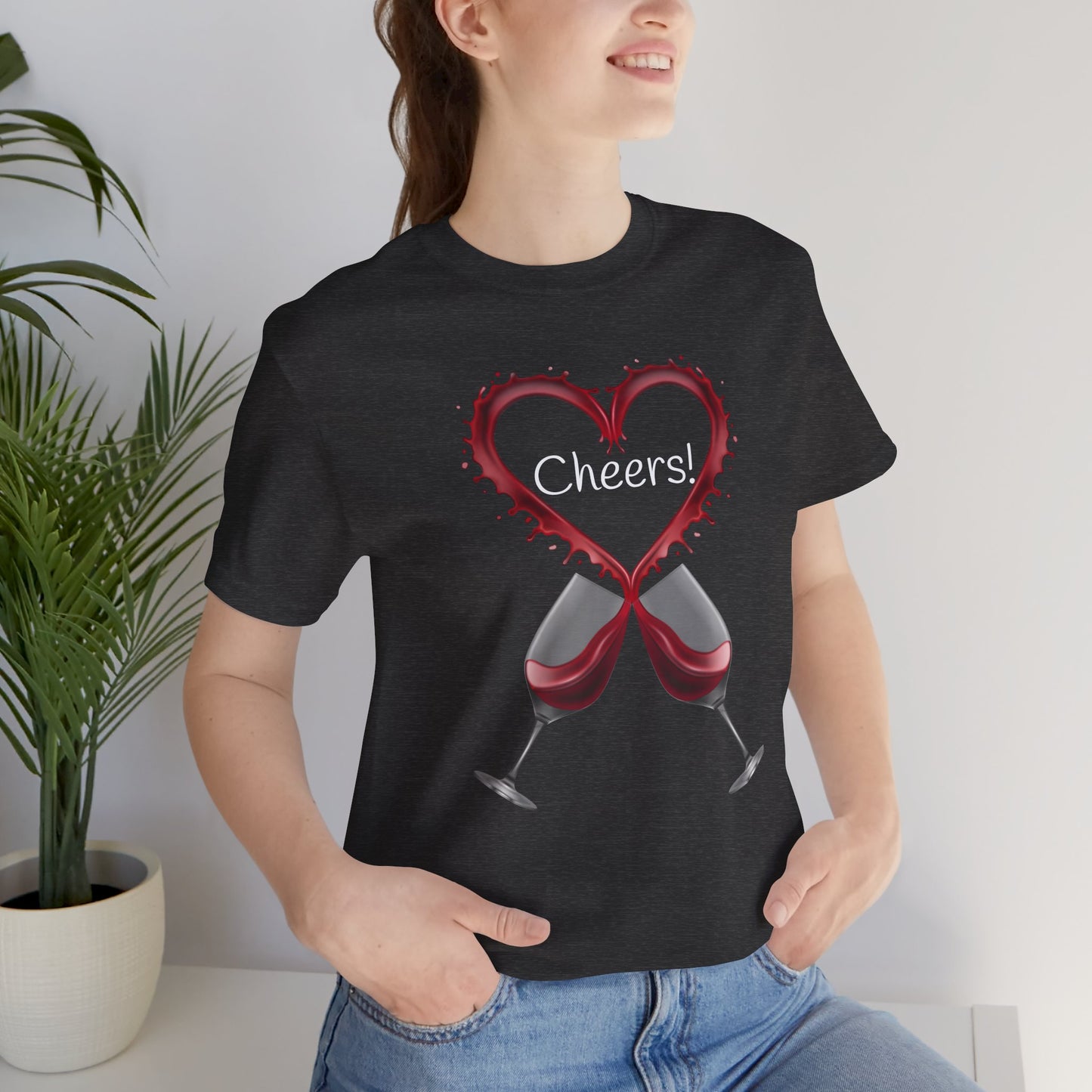 Red Wine Glass Cheers T-Shirt | Wine Lover Foodie Culinary Happy Hour Toast Unisex Sommelier Gift