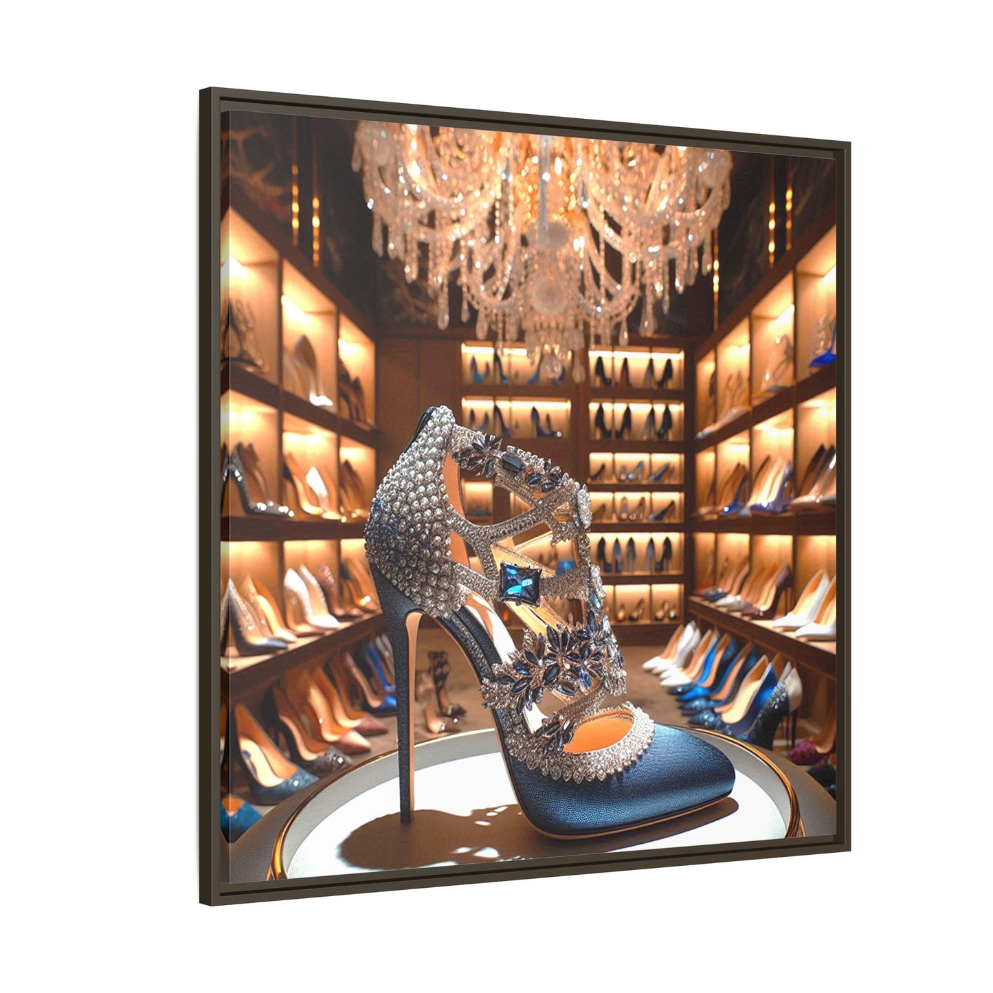 High Heel Shoe Framed Canvas Print Wall Art Unique Fashion Designer Style Haute Couture Shoe Lover Fashionista Gift Decor 3 Frame Colors